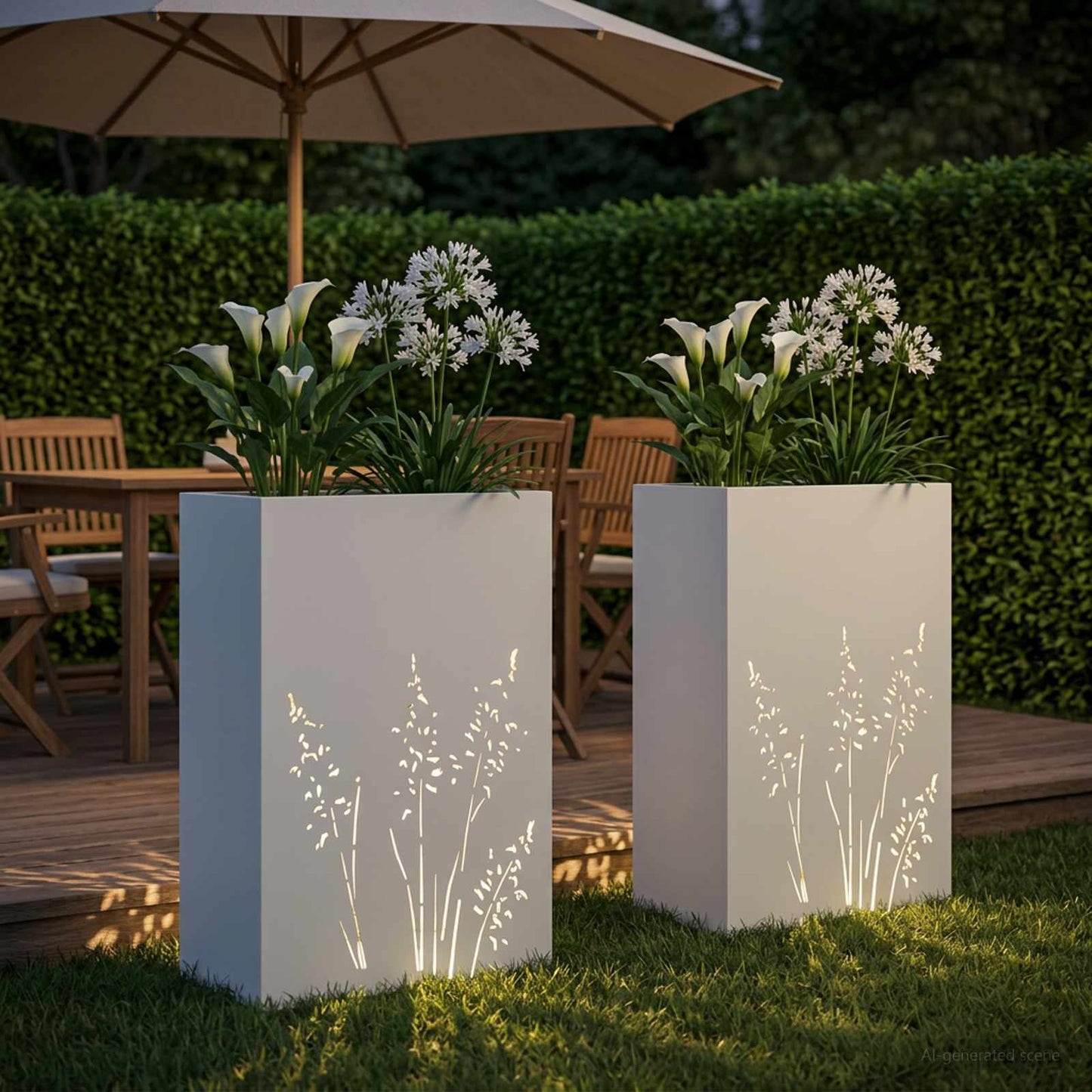 Have Blomsterkrukke 2 stk. Hvid 50 x 30 x 75 cm Koldvalset stål