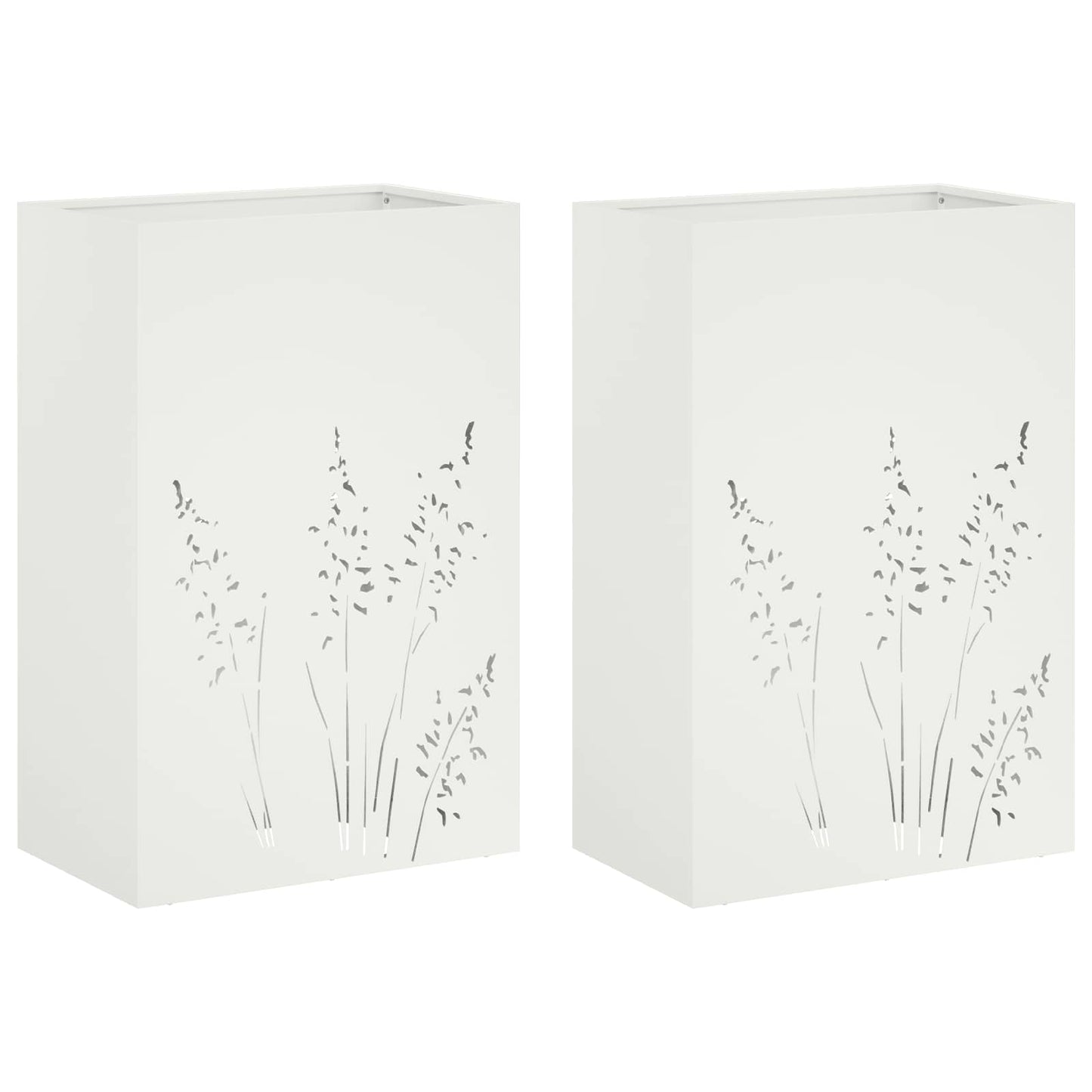 Have Blomsterkrukke 2 stk. Hvid 50 x 30 x 75 cm Koldvalset stål