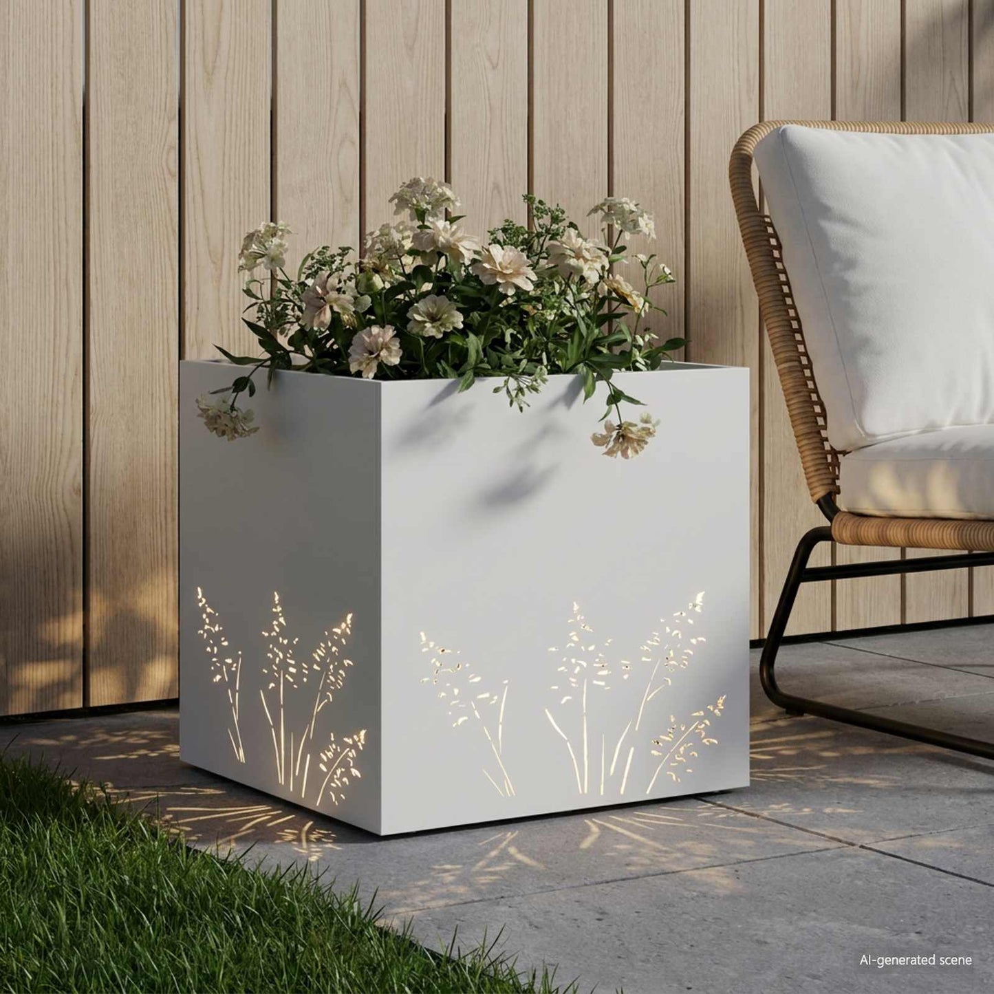 Have Blomsterkrukke Hvid 50 x 50 x 49 cm Koldvalset stål