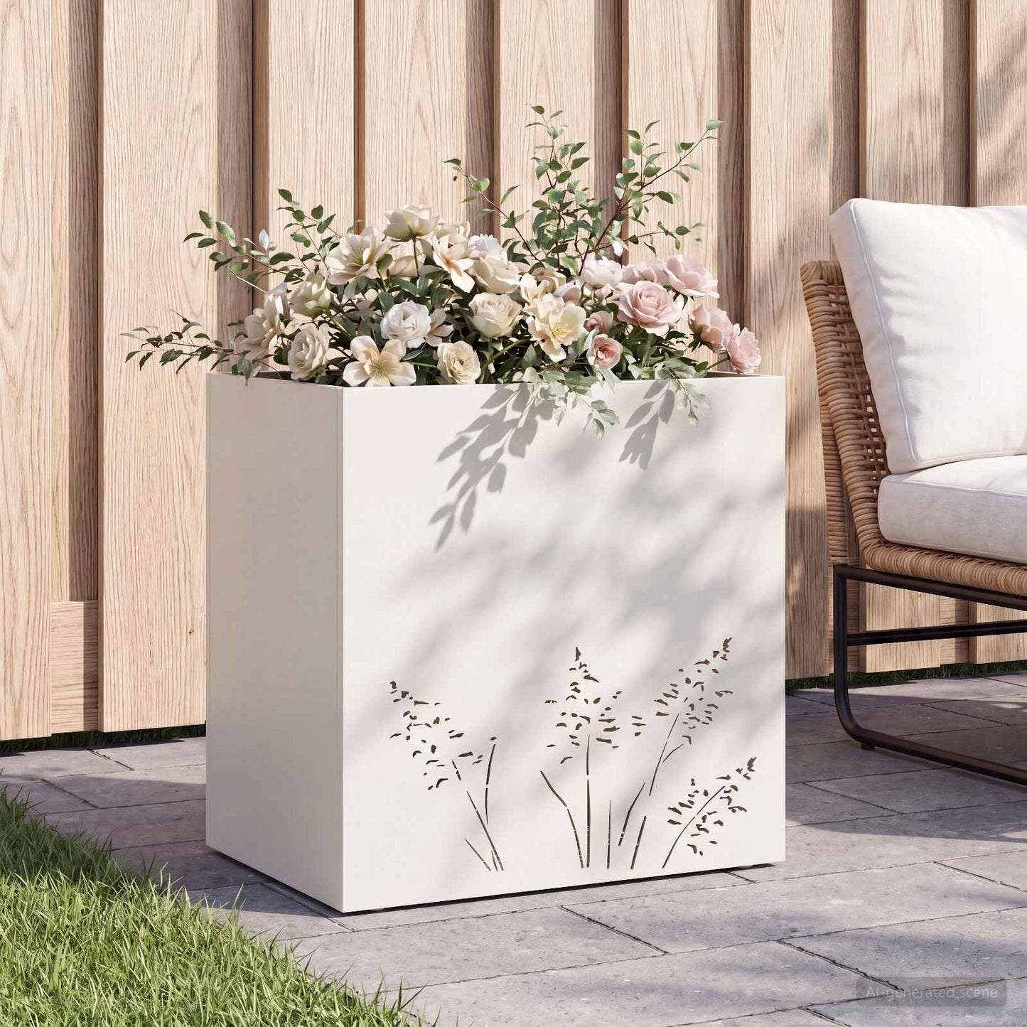 Have Blomsterkrukke Hvid 50 x 30 x 49 cm Koldvalset stål