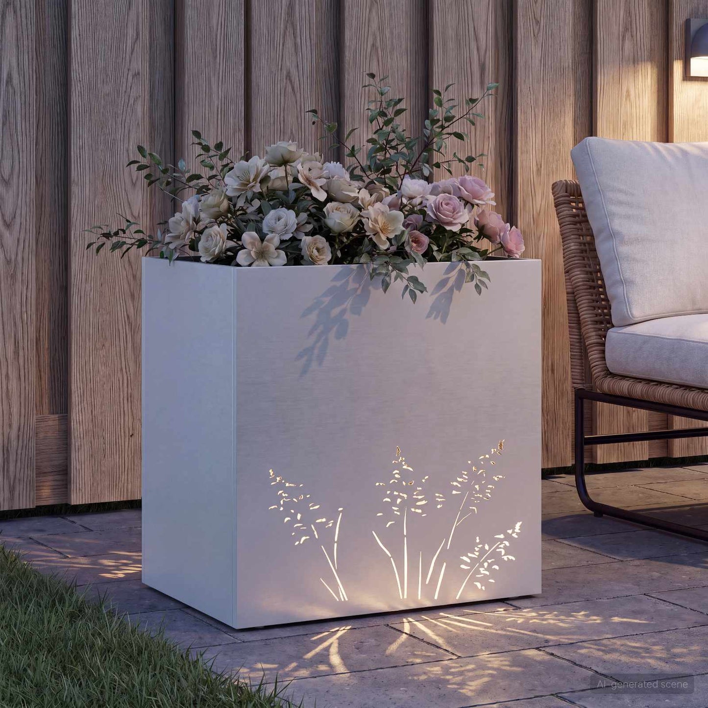 Have Blomsterkrukke Hvid 50 x 30 x 49 cm Koldvalset stål