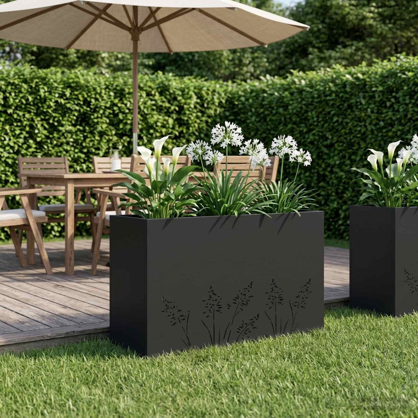 Have Blomsterkrukke Sort 80 x 20 x 49 cm Koldvalset stål