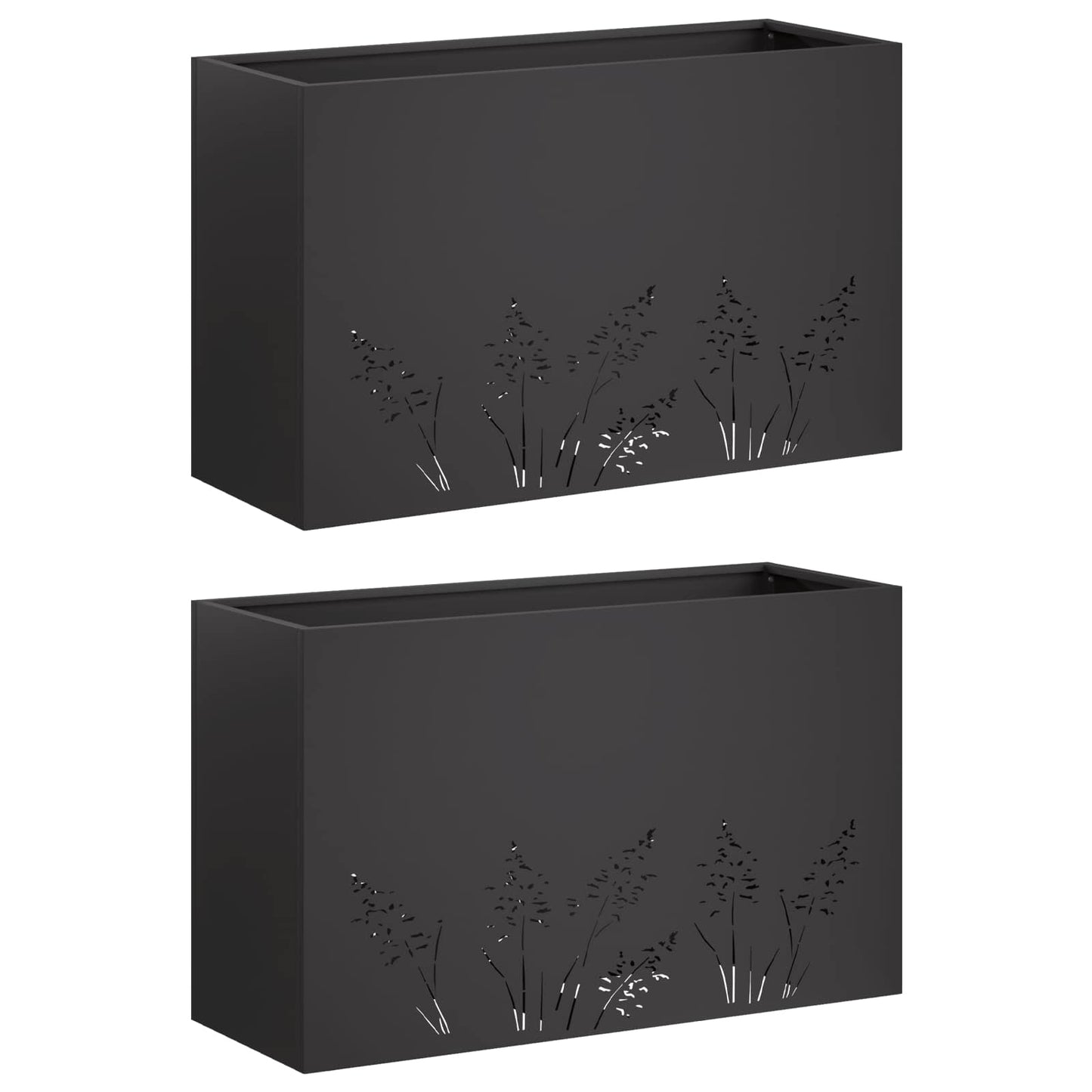 Have Blomsterkrukke 2 stk. Sort 80 x 20 x 49 cm Koldvalset stål
