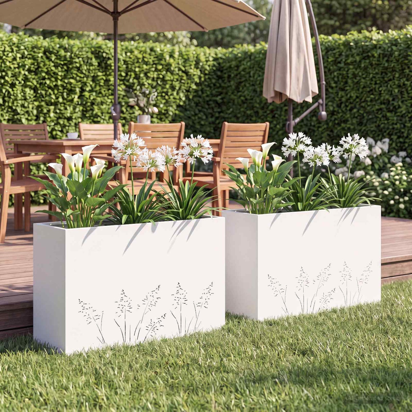 Have Blomsterkrukke 2 stk. Hvid 80 x 20 x 49 cm Koldvalset stål