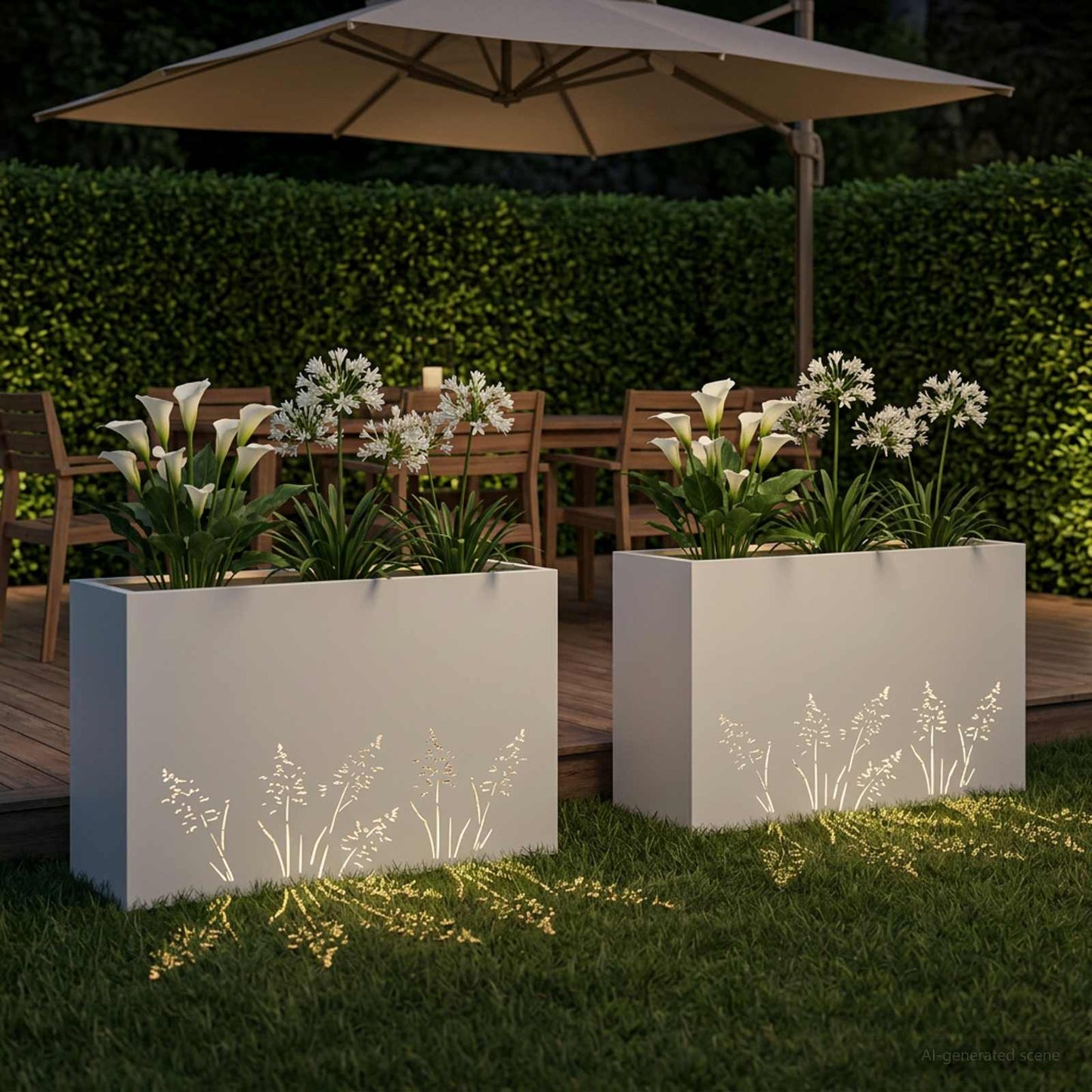 Have Blomsterkrukke 2 stk. Hvid 80 x 20 x 49 cm Koldvalset stål