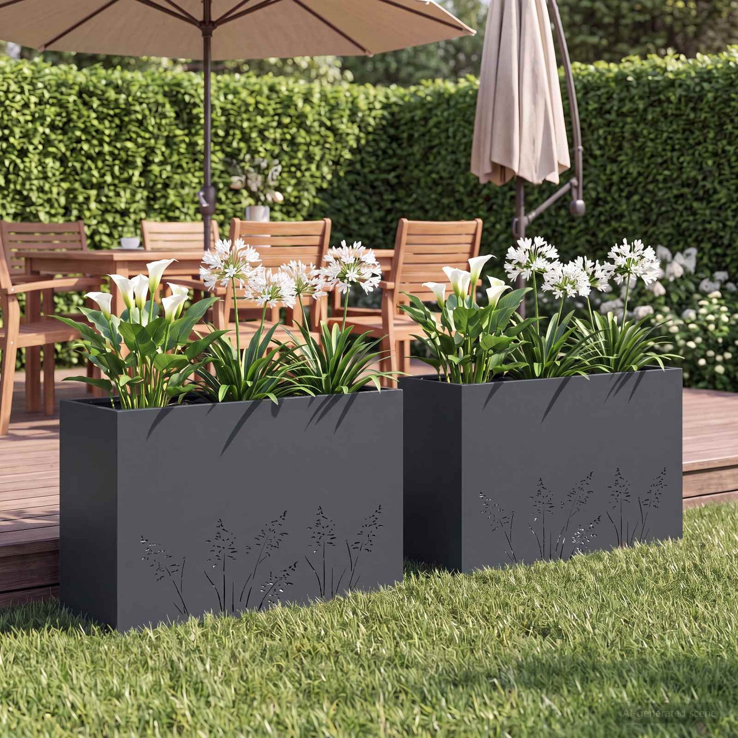 Have Blomsterkrukke 2 stk. Antracit 80 x 20 x 49 cm