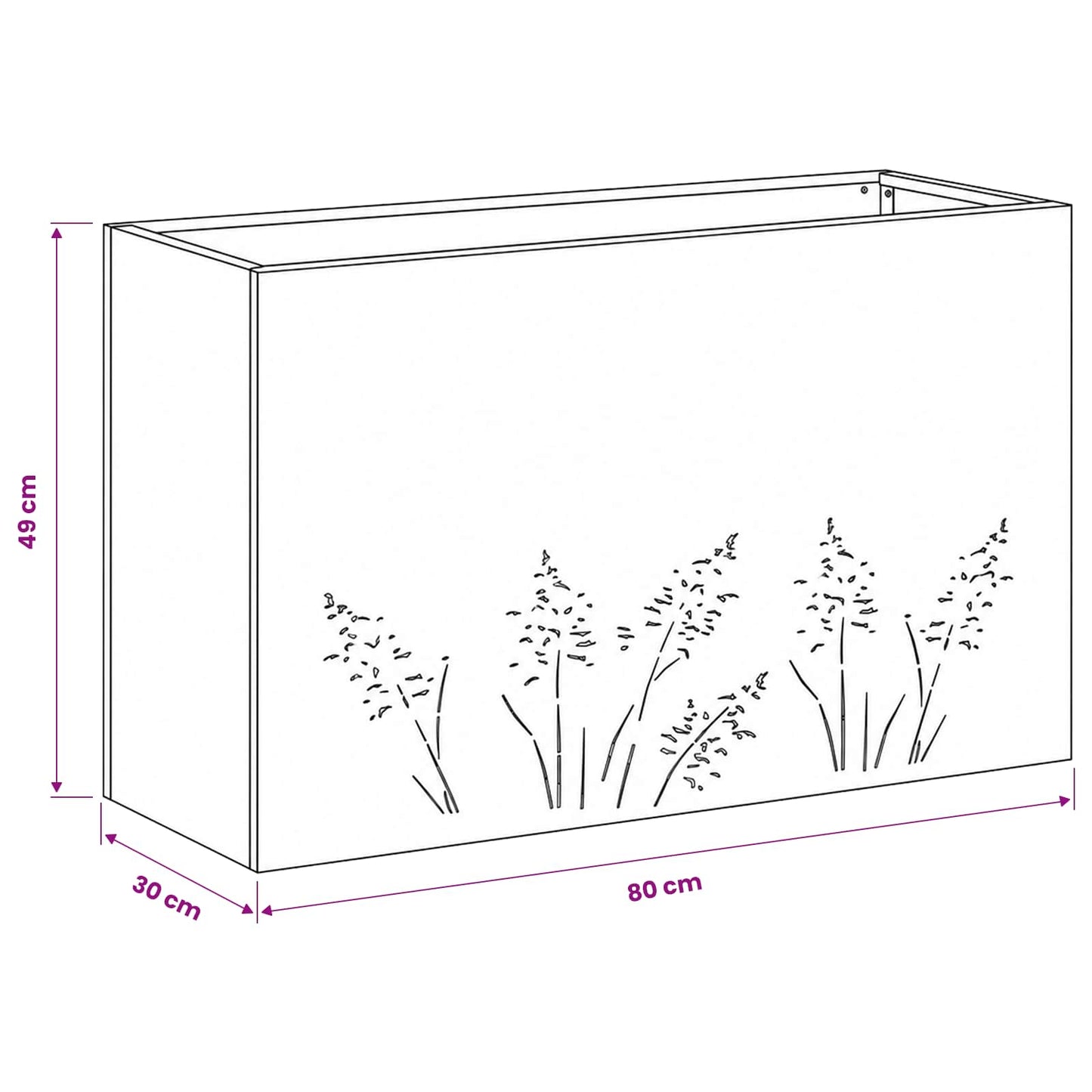 Have Blomsterkrukke Sort 80 x 30 x 49 cm Koldvalset stål