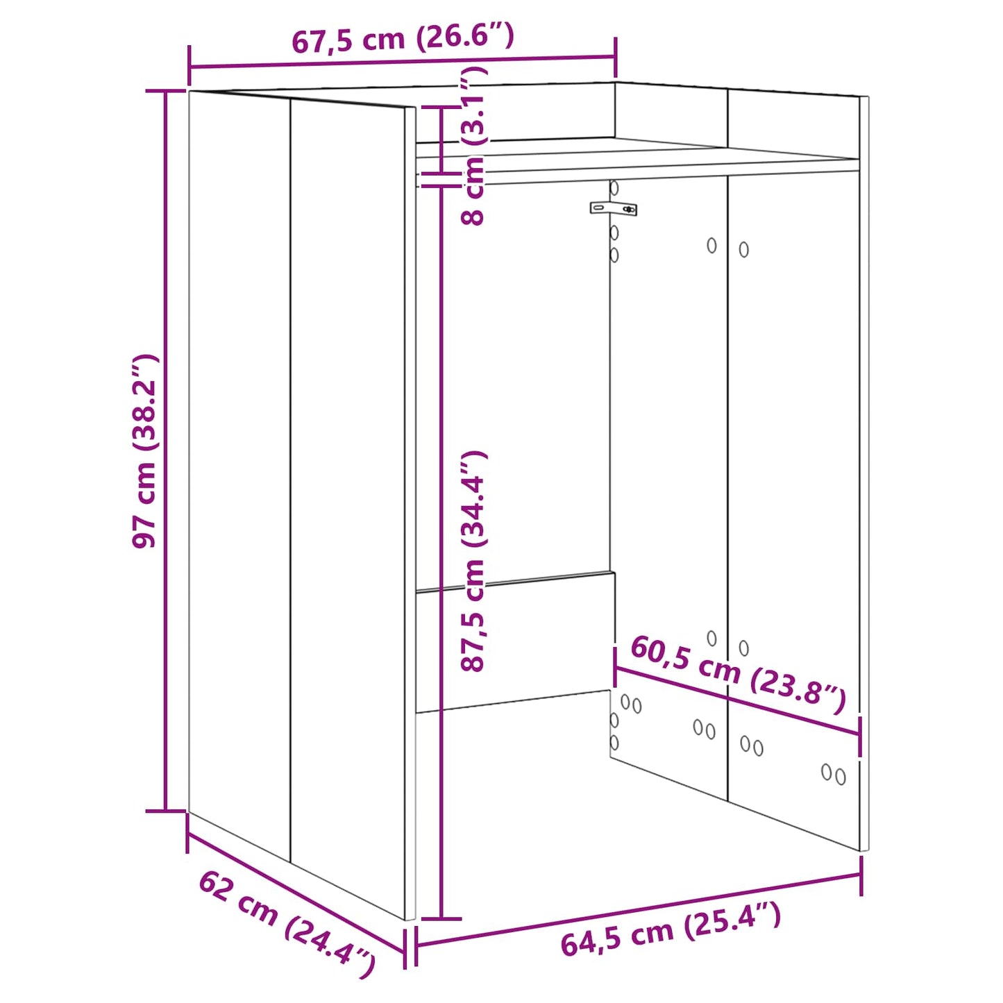 Vaskemaskine Skab Gammelt træ 67,5 x 62 x 97 cm Konstrueret træ