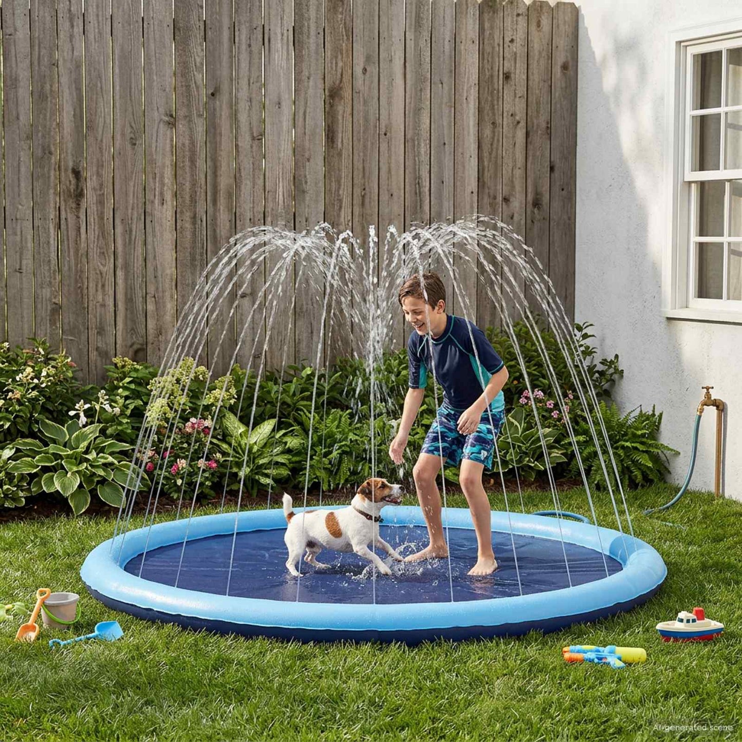 Splash Pad til børn og hunde Blå Ø150 x 10 cm PVC