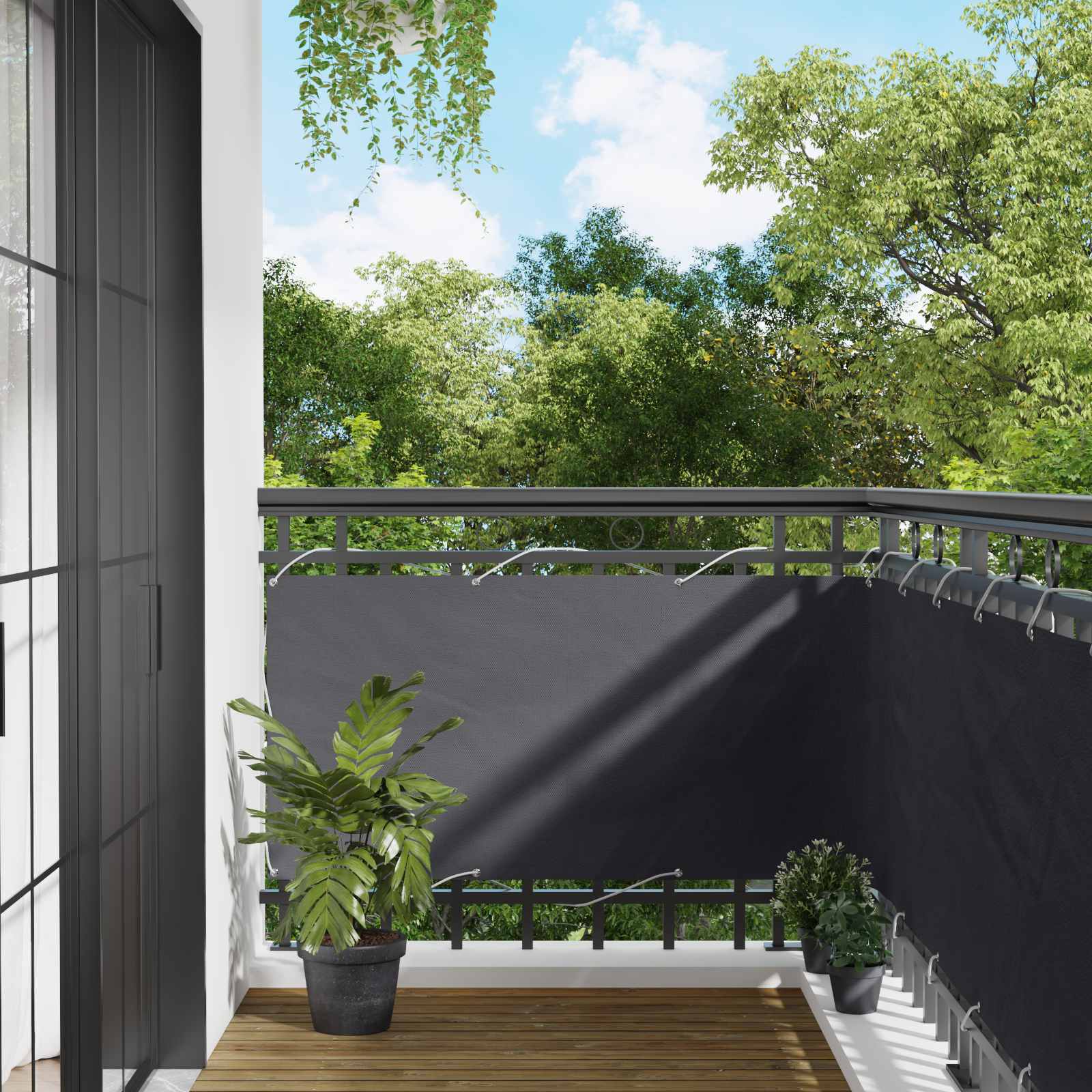 Altan Skærm Antracit 75 x 200 cm PU belagt oxford alu billede
