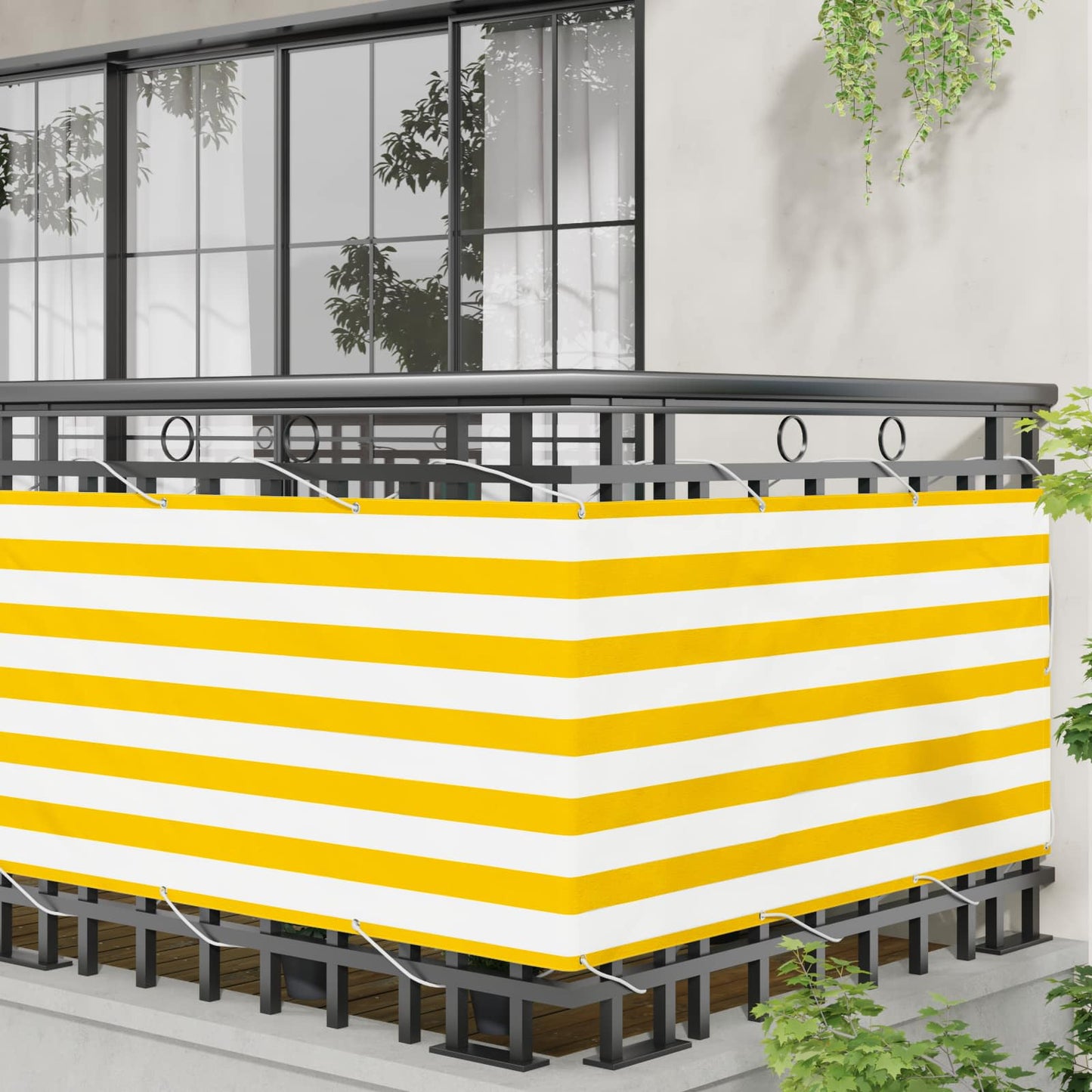 Altan Skærm Gul og Hvid 75 x 200 cm PU belagt oxford alu