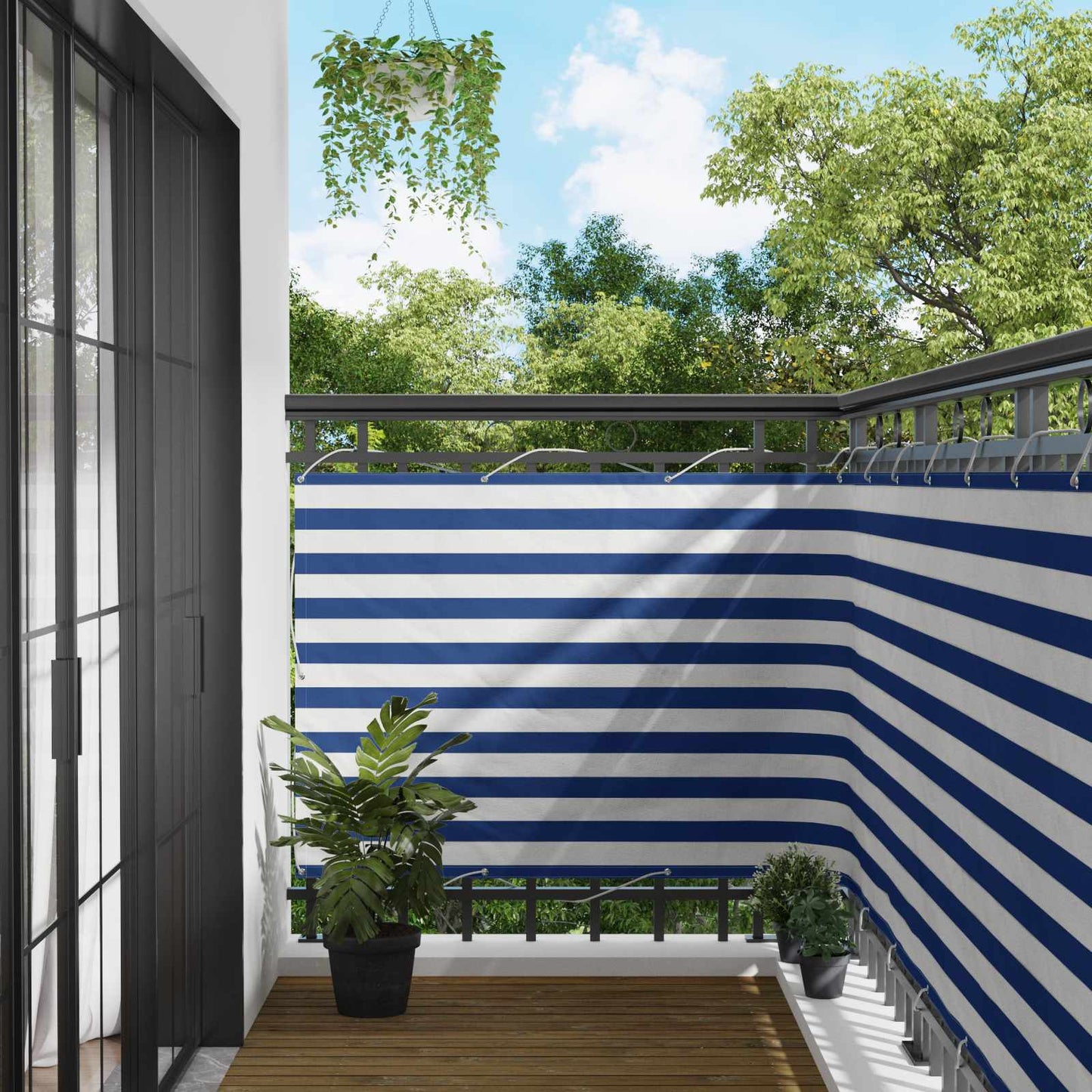 Altan Skærm 110 x 300 cm Oxford stof Rektangulær Blå og Hvid