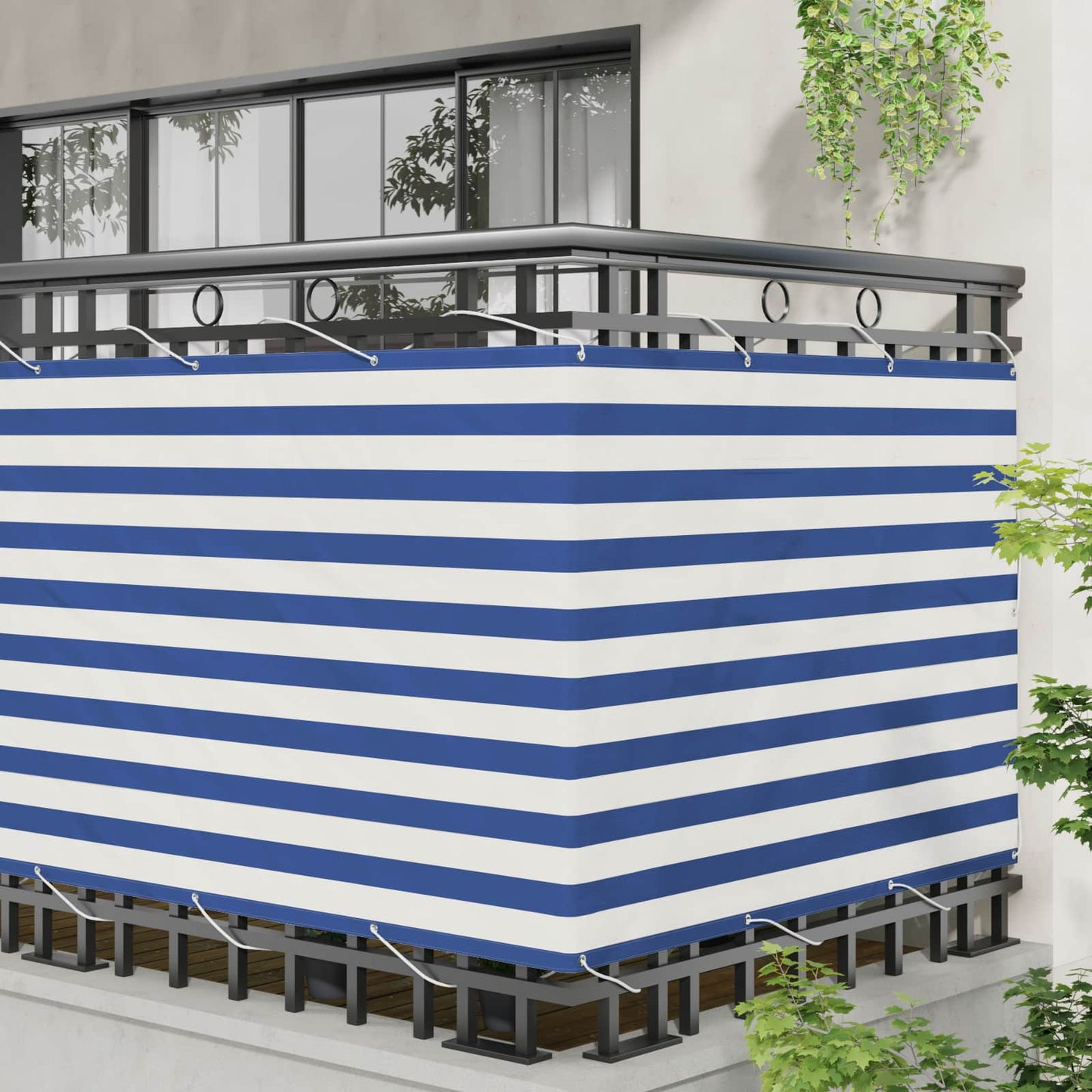 Altan Skærm 110 x 300 cm Oxford stof Rektangulær Blå og Hvid