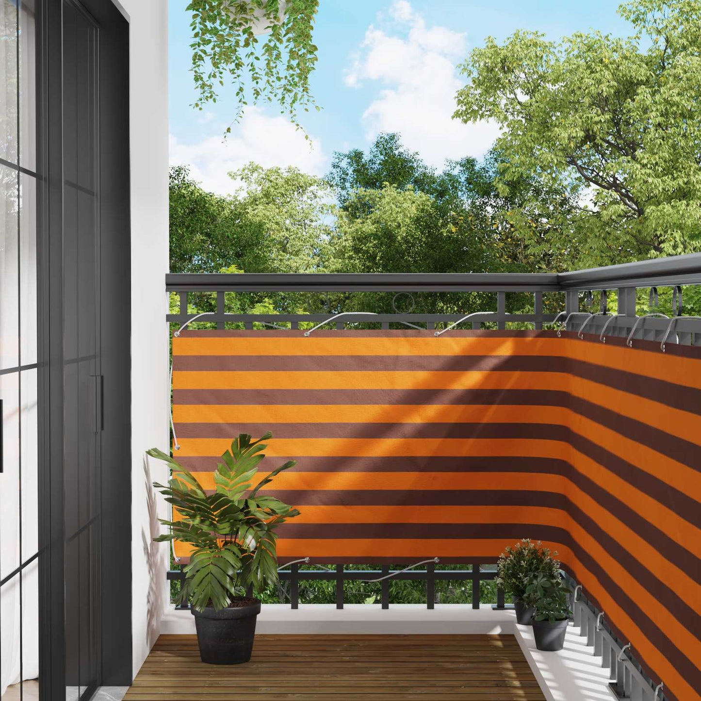 Altan Skærm 100 x 500 cm Oxford stof Rektangulær Orange og Brun