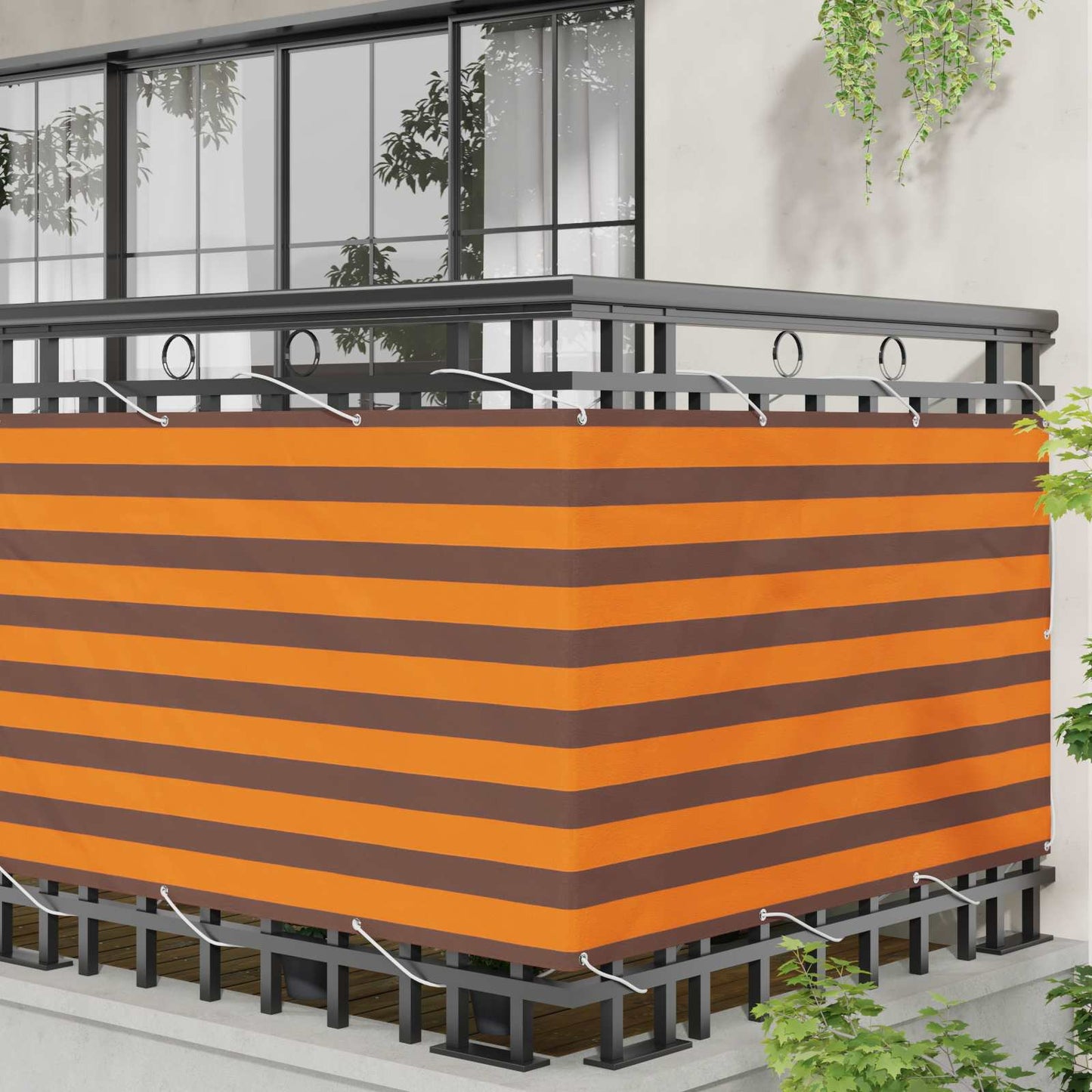 Altan Skærm 100 x 500 cm Oxford stof Rektangulær Orange og Brun