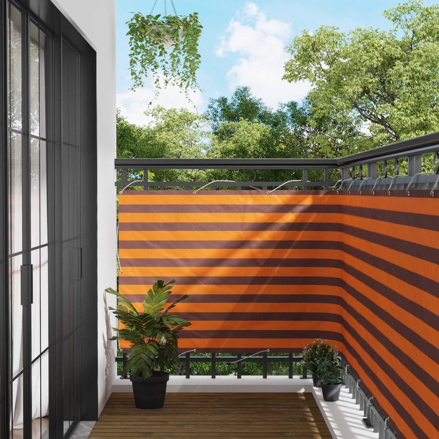 Altan Skærm 110 x 700 cm Oxford stof Rektangulær Orange og Brun