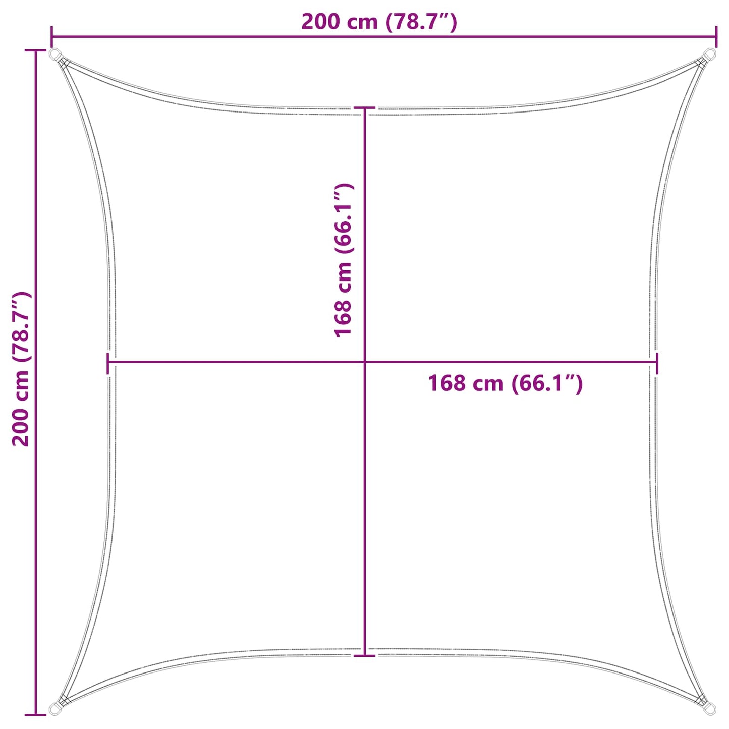 Solskygge sejl 2 x 2 m 100% polyester Oxford Firkantet