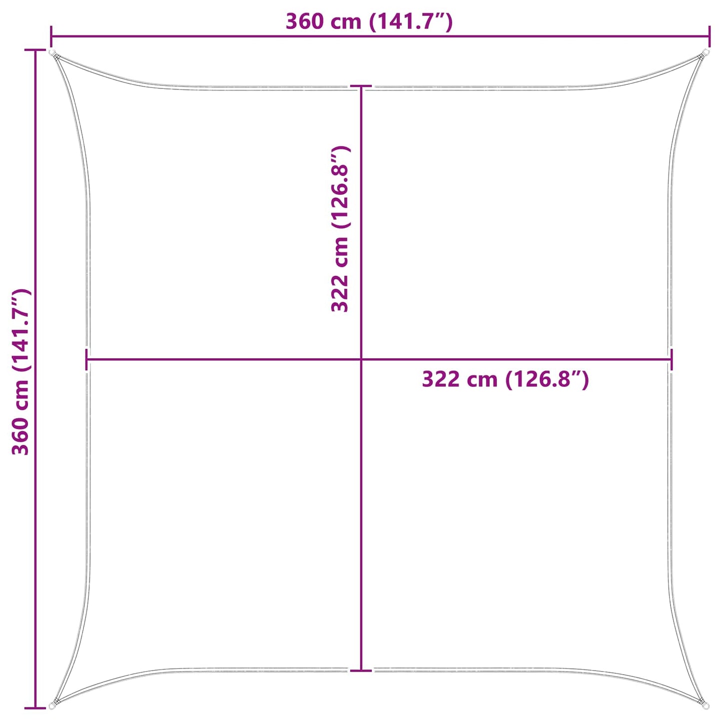 Solskygge sejl 3,6 x 3,6 m 100% polyester Oxford Firkantet
