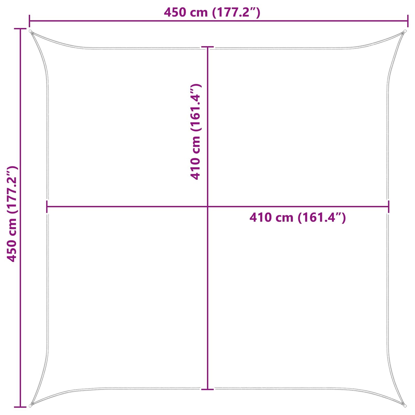 Solskygge sejl Gul og Hvid 4,5 x 4,5 m 100% polyester Oxford