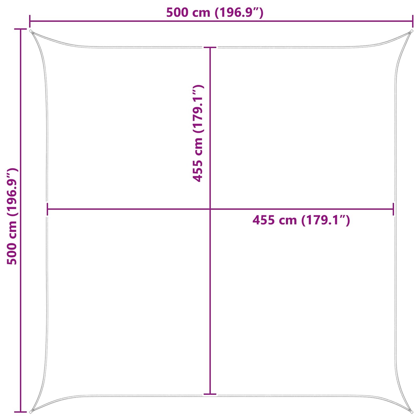 Solskygge sejl Gul og Hvid 5 x 5 m 100% polyester Oxford