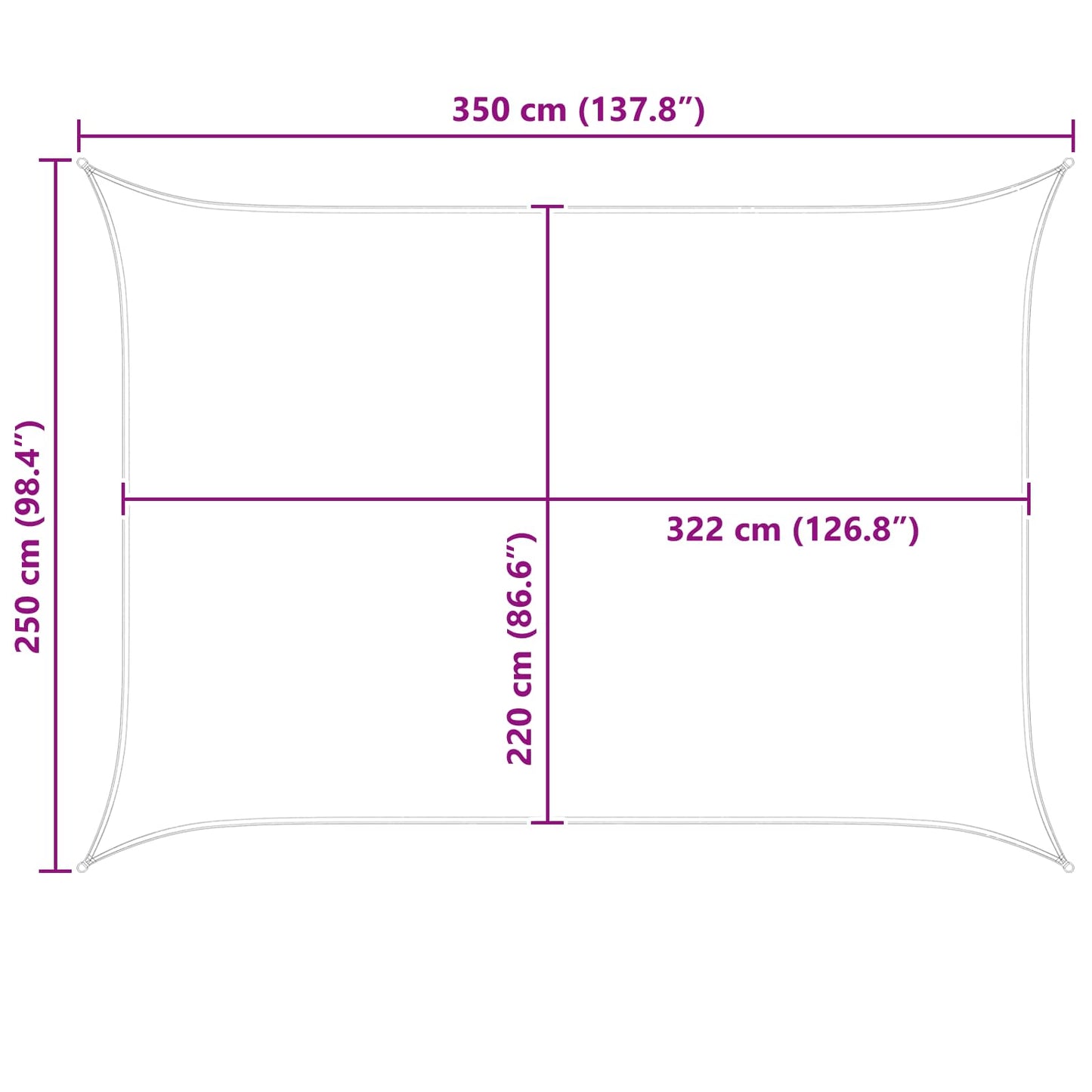 Solskygge sejl Gul og Hvid 3,5 x 2,5 m 100% polyester Oxford