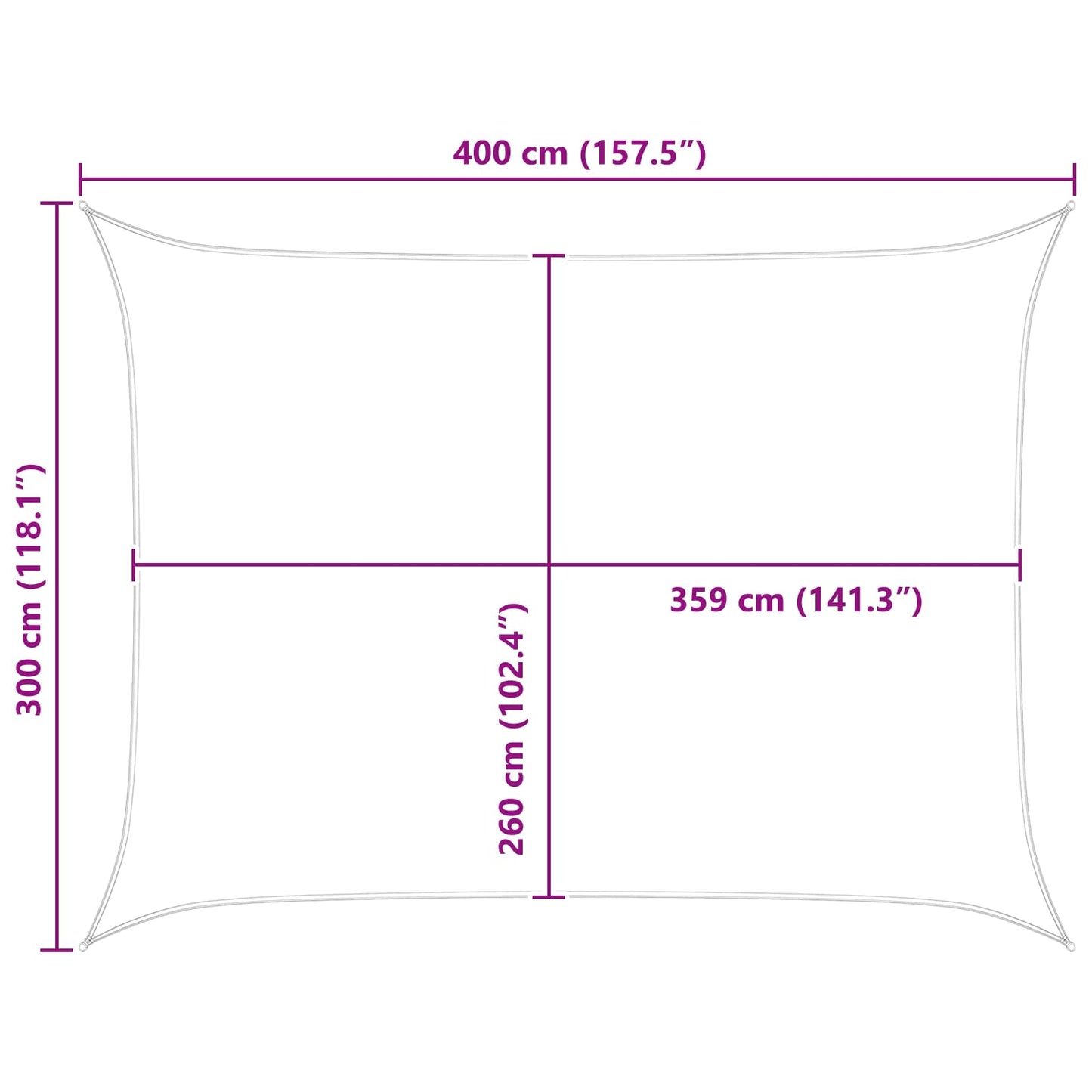 Solskygge sejl Gul og Hvid 4 × 3 m 100% polyester Oxford