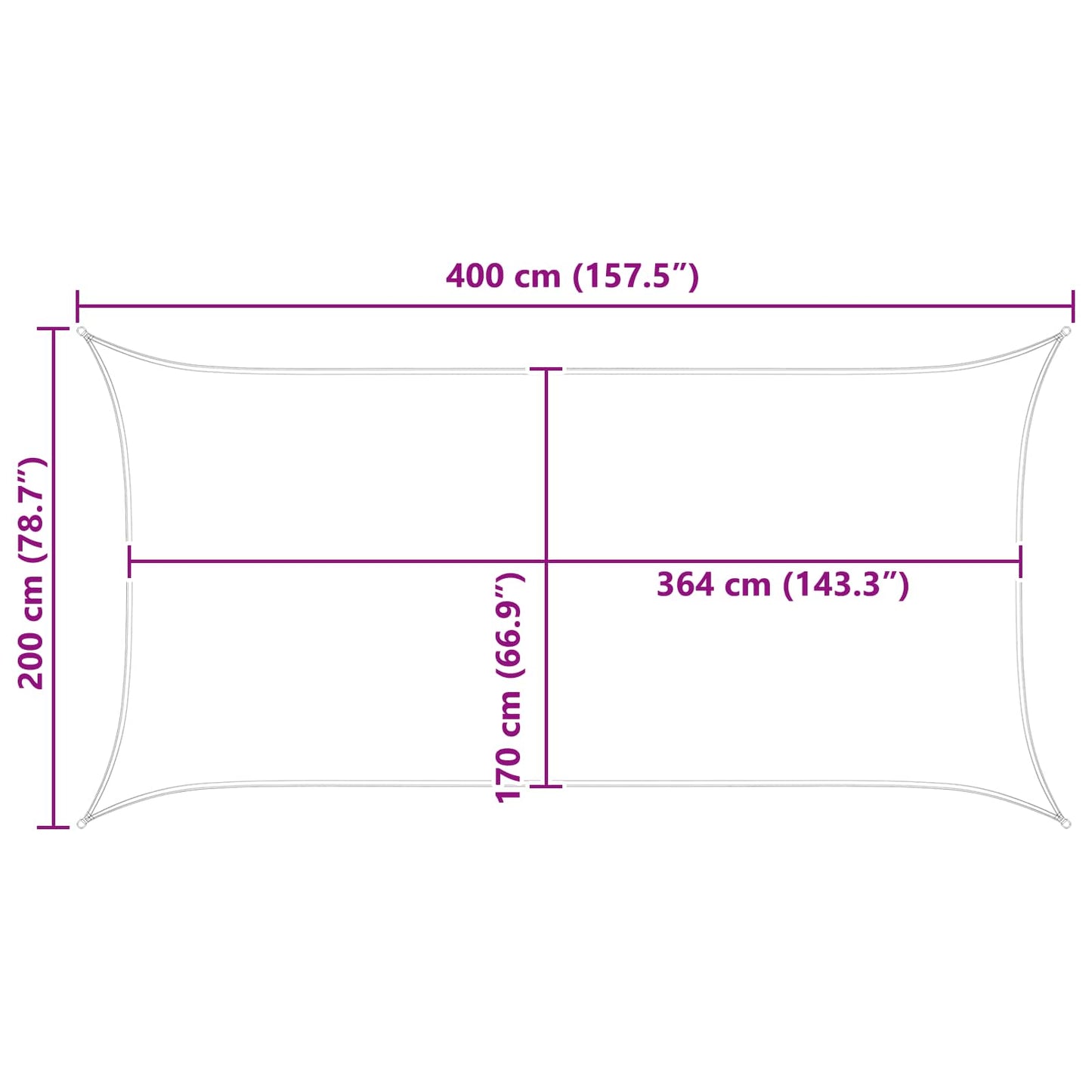 Solskygge sejl Blå og Hvid 4 x 2 m 100% polyester Oxford