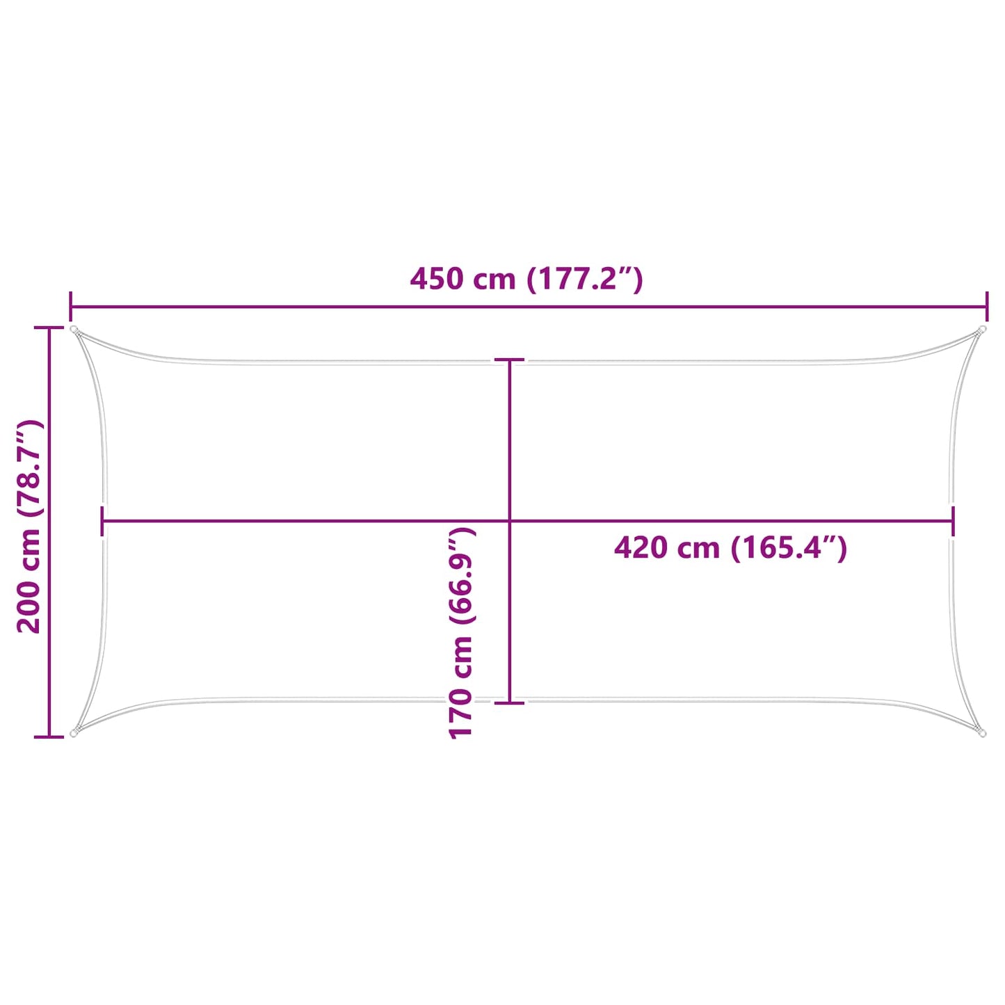 Solskygge sejl Blå og Hvid 4,5 x 2 m 100% polyester Oxford