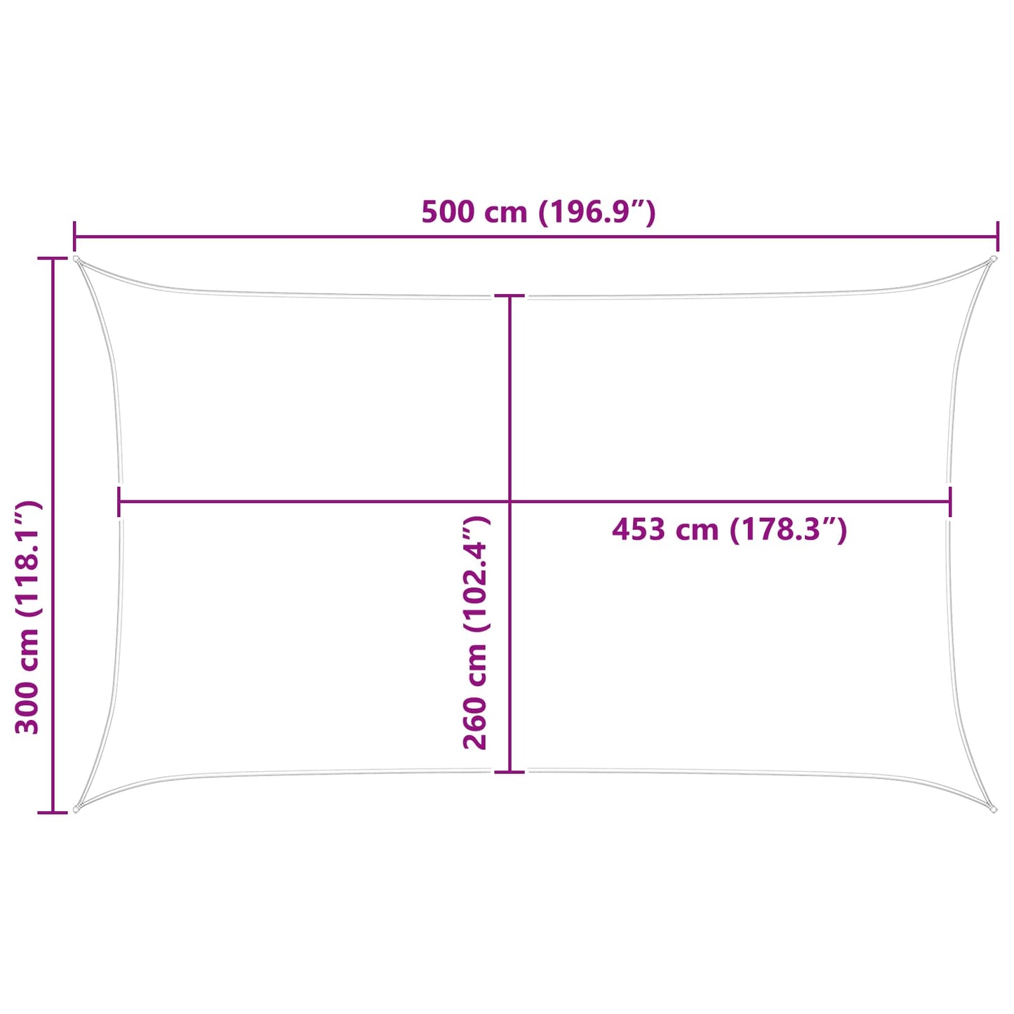Solskygge sejl Lys Grå og Hvid 5 x 3 m 100% polyester Oxford