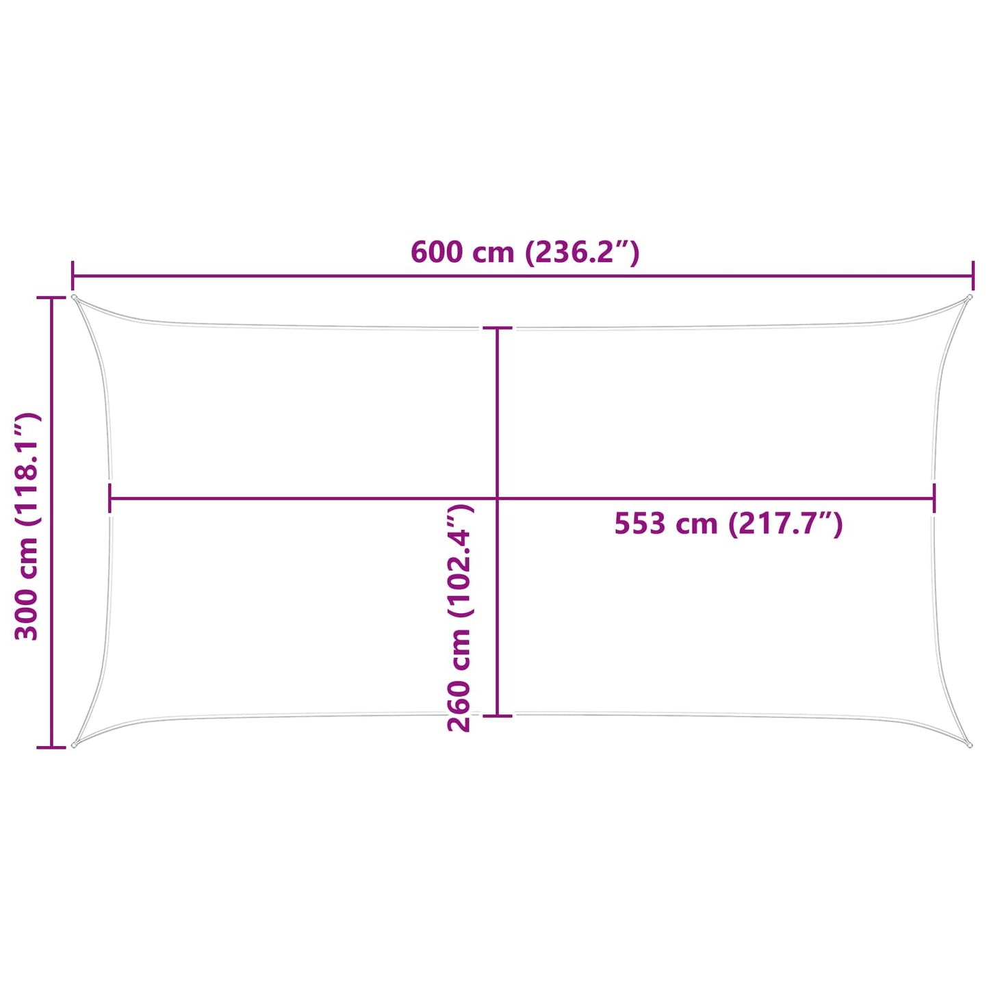 Solskygge sejl Lys Grå og Hvid 6 x 3 m 100% polyester Oxford