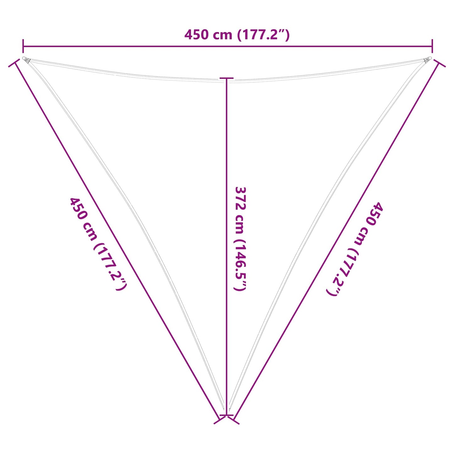 Solskygge sejl Lys Grå og Hvid 4,5 x 4,5 x 4,5 m