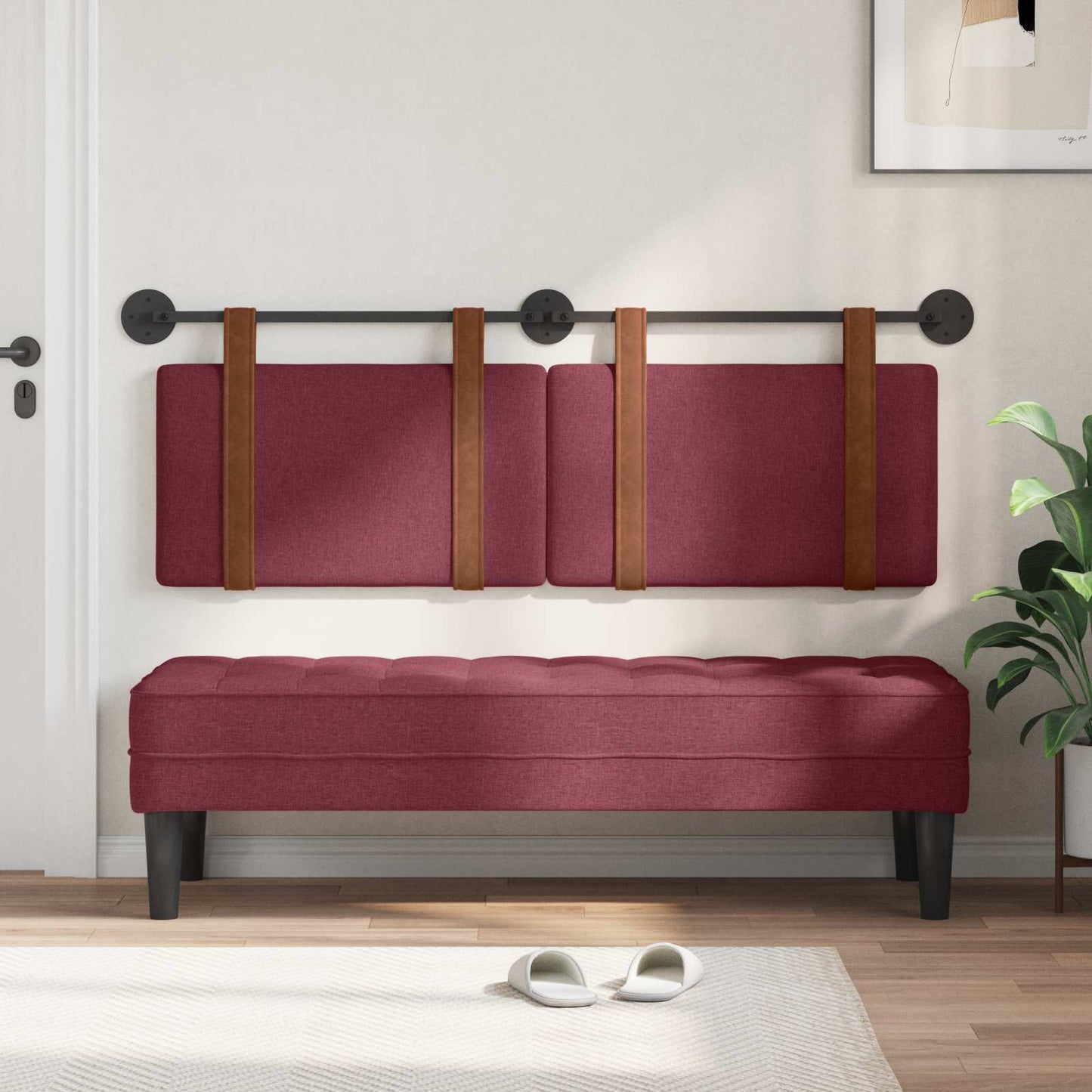 Hængende Hovedgavl Vægmonteret Vinrød 130 x 55 x 5 cm Antik PU