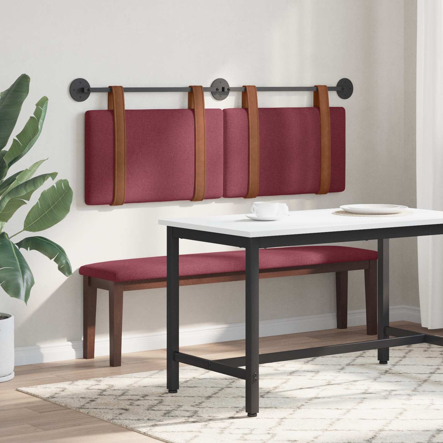 Hængende Hovedgavl Vægmonteret Vinrød 130 x 55 x 5 cm Antik PU