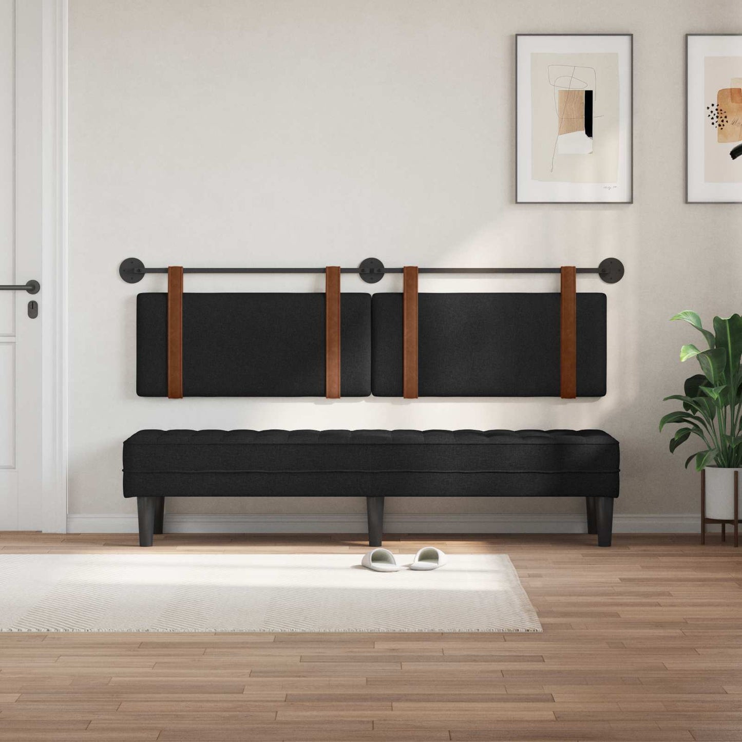 Hængende Hovedgavl Vægmonteret Sort 190 x 55 x 5 cm Antik PU