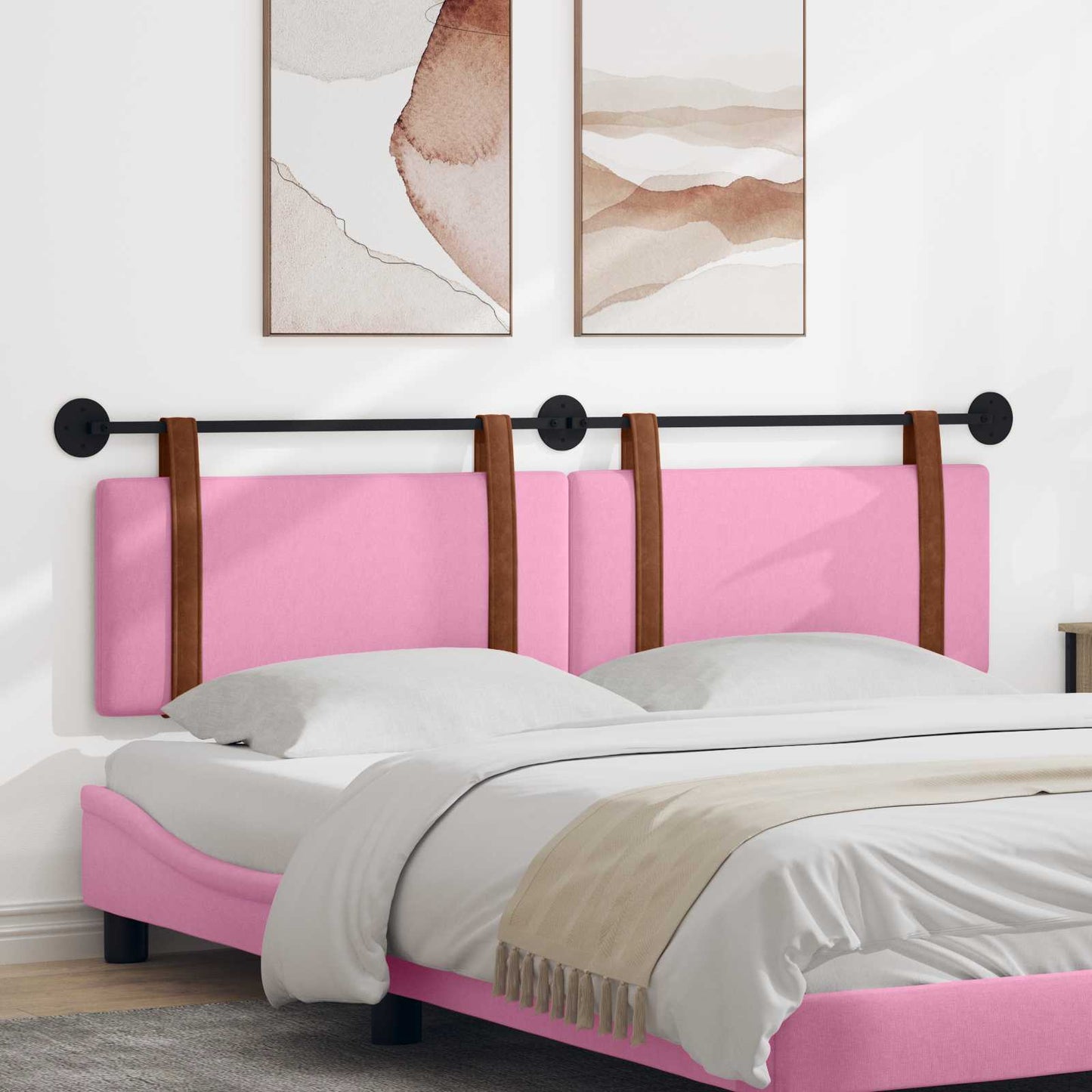 Hængende Hovedgavl Vægmonteret Lyserød 190 x 55 x 5 cm Antik PU