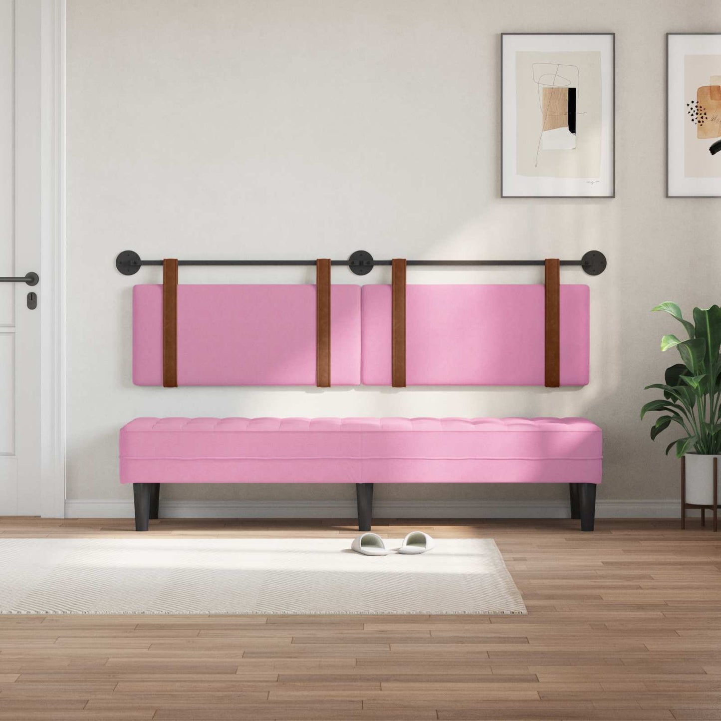 Hængende Hovedgavl Vægmonteret Lyserød 190 x 55 x 5 cm Antik PU
