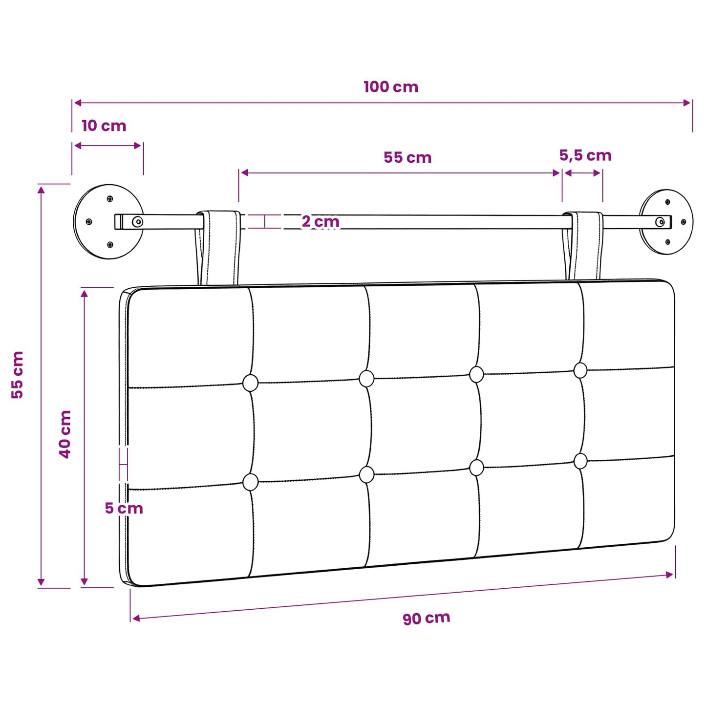 Hængende sengegavl Jeans blå Stof