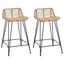 Barbænk 2 pcs Naturfarvet 44 x 45 x 76 cm Rattan og Stål