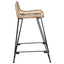 Barbænk 2 pcs Naturfarvet 44 x 45 x 76 cm Rattan og Stål