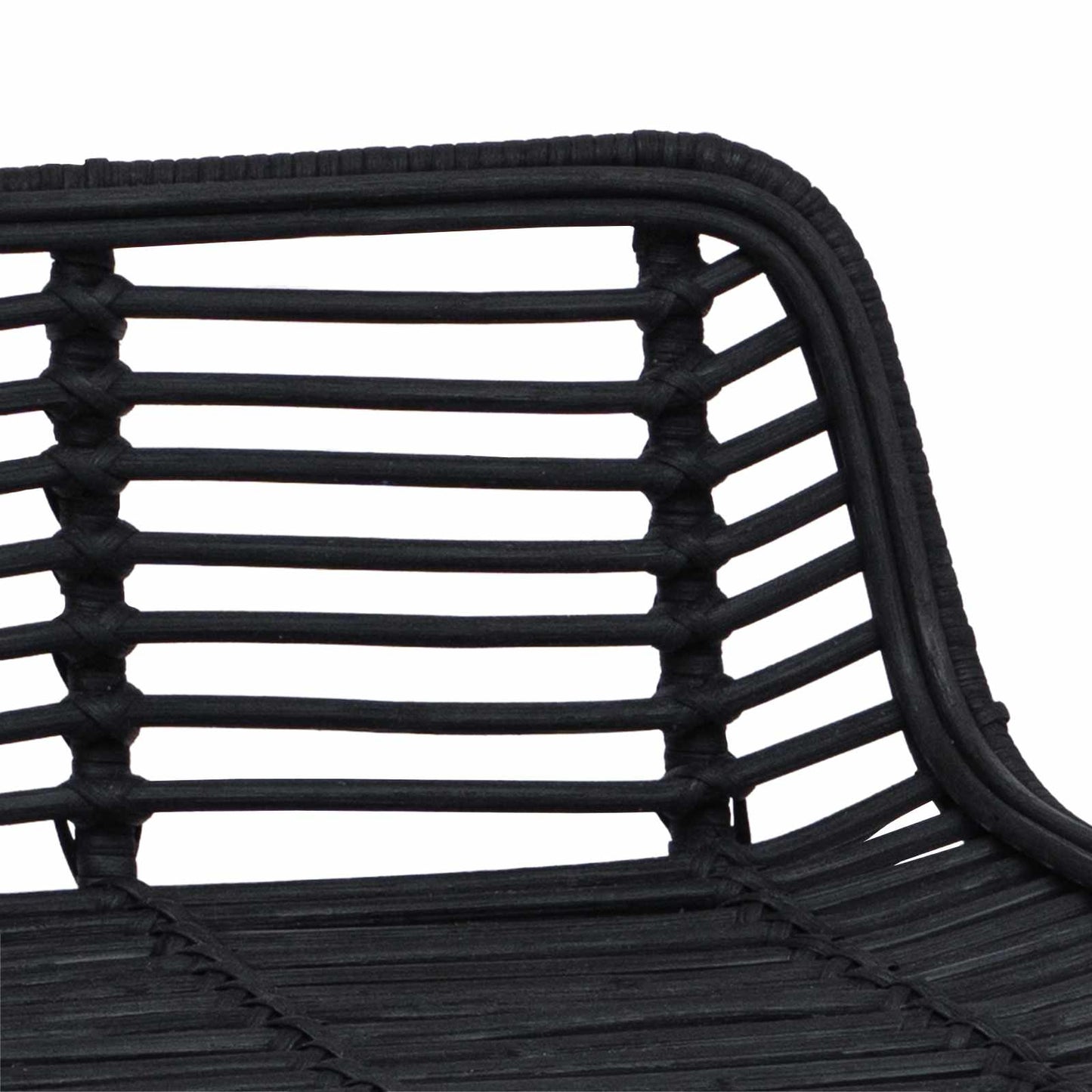 Barbænk 2 pcs Sort 44 x 45 x 76 cm Rattan og Stål
