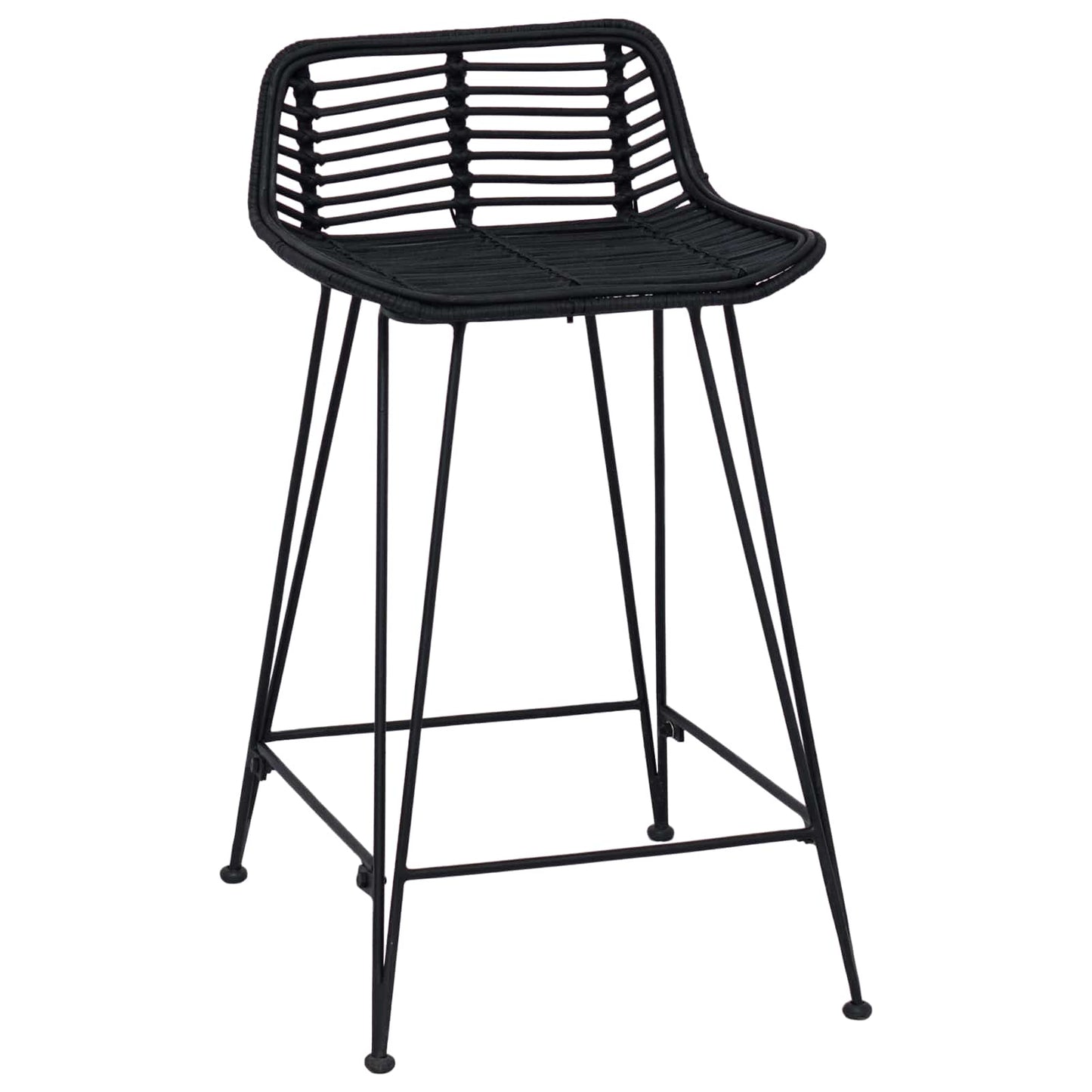 Barbænk 2 pcs Sort 44 x 45 x 76 cm Rattan og Stål