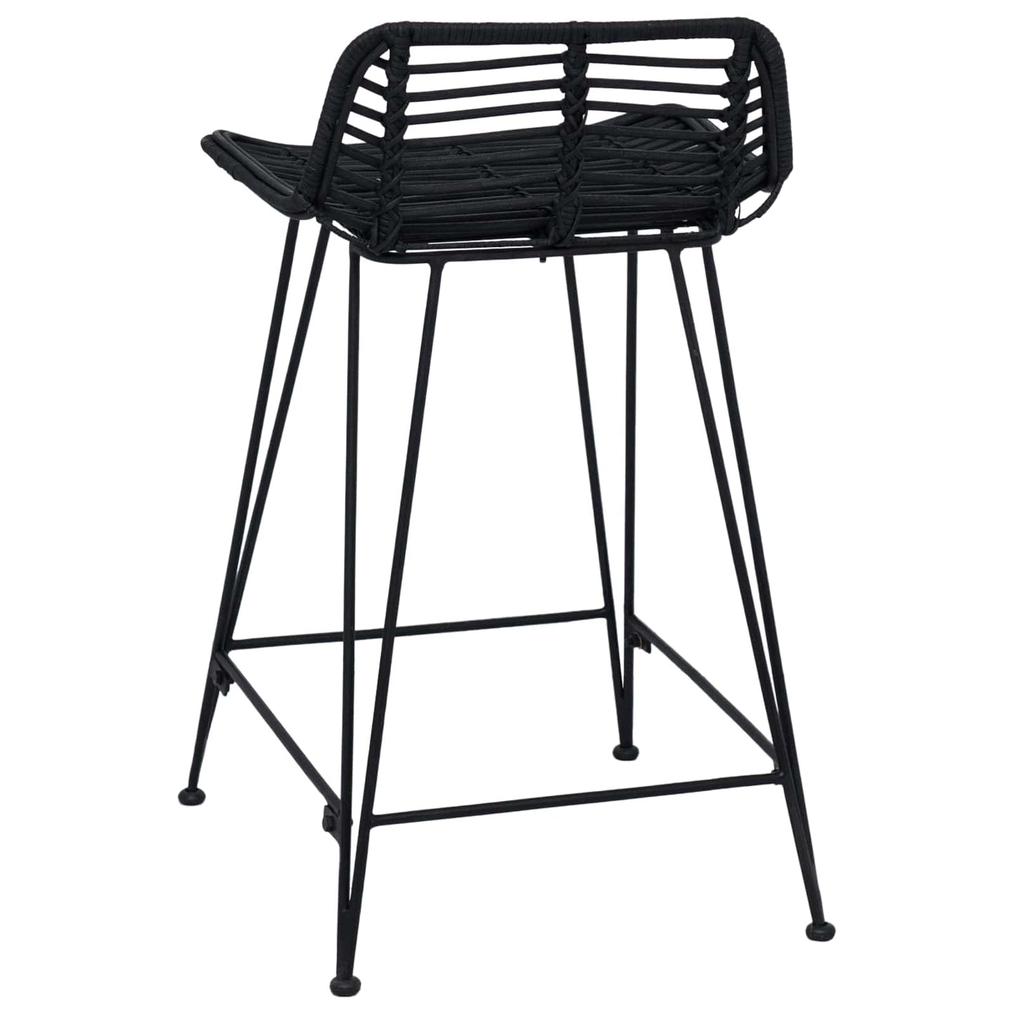 Barbænk 2 pcs Sort 44 x 45 x 76 cm Rattan og Stål