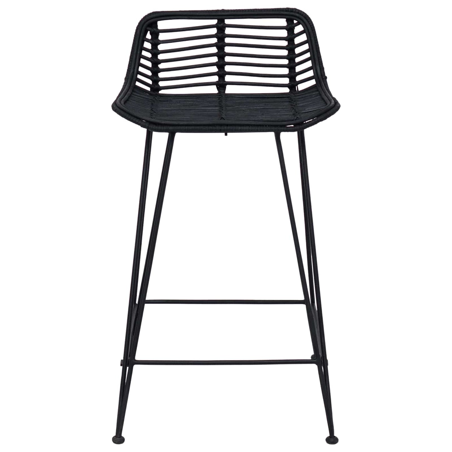 Barbænk 2 pcs Sort 44 x 45 x 76 cm Rattan og Stål