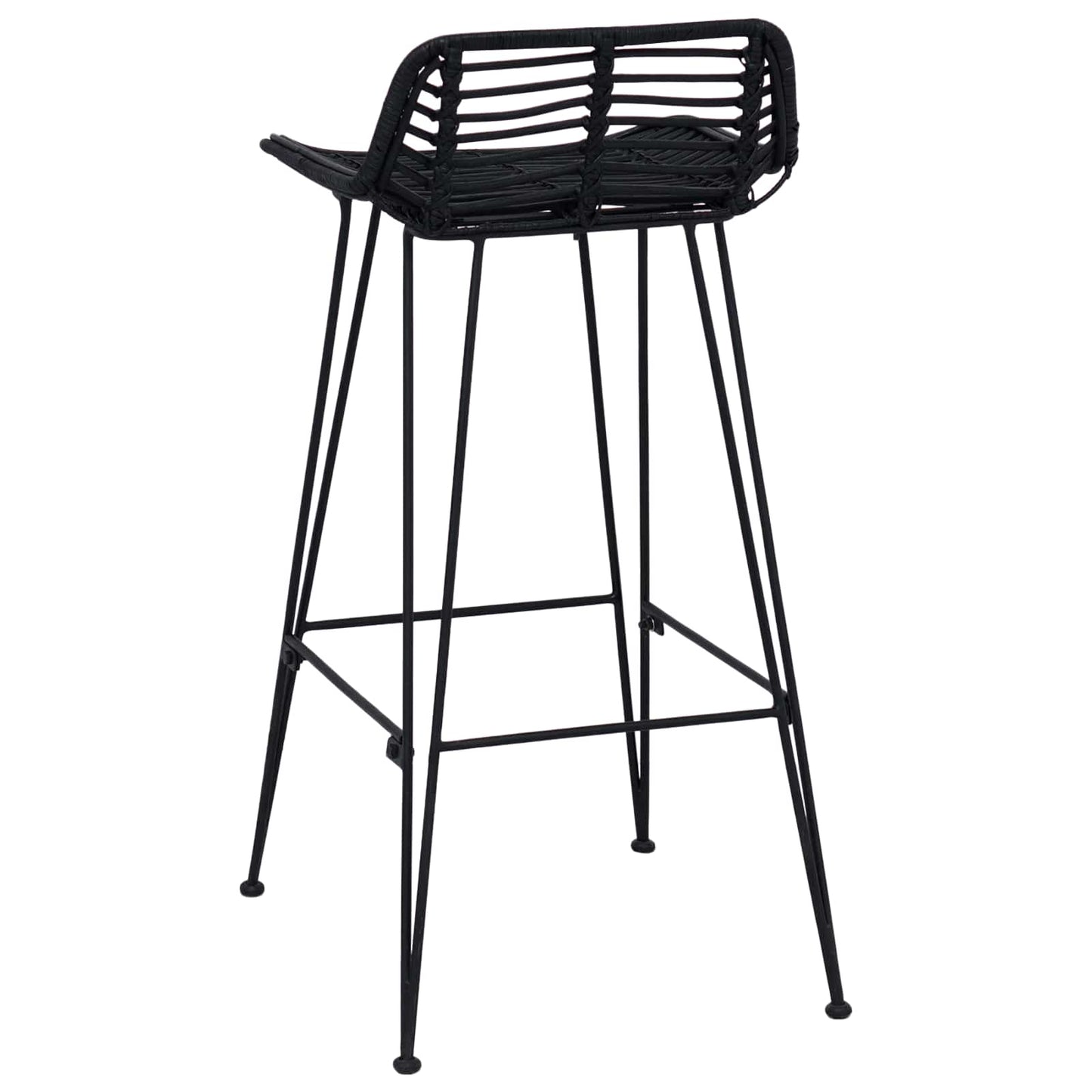 Barbænk 2 pcs Sort 44 x 46 x 91 cm Rattan og Stål