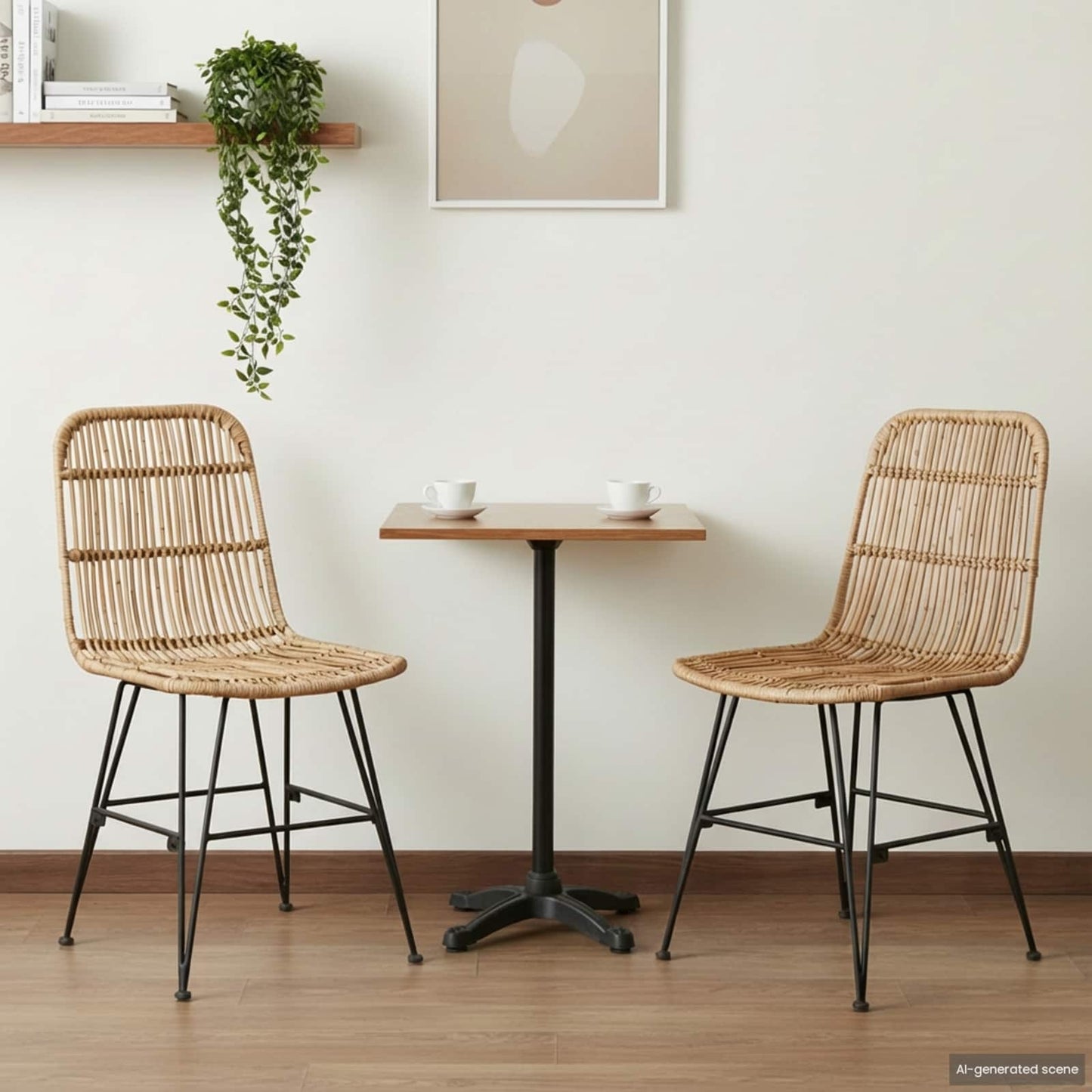 Spisestol 2 pcs Naturfarvet 41 x 55 x 85 cm Rattan og Stål