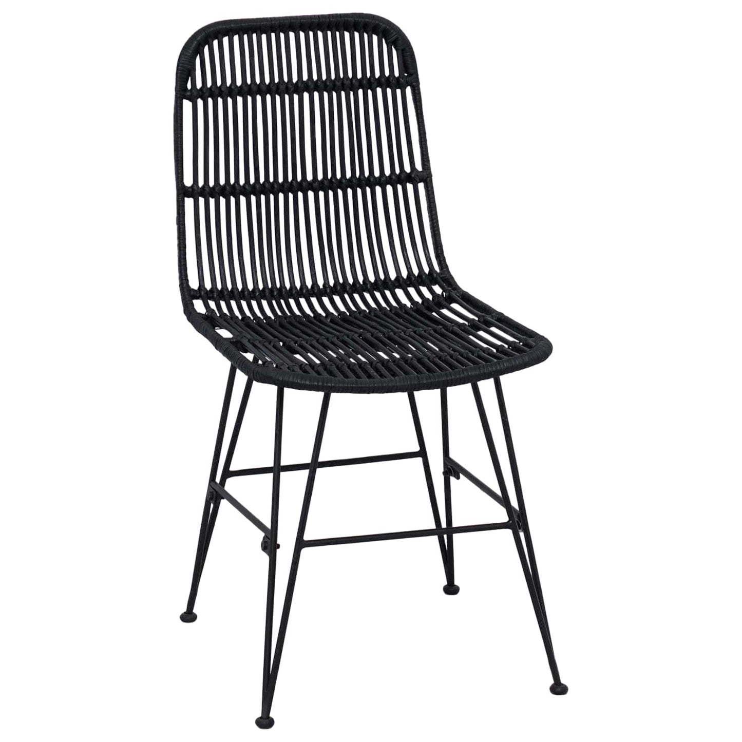 Spisestol 2 pcs Sort 41 x 55 x 85 cm Rattan og Stål