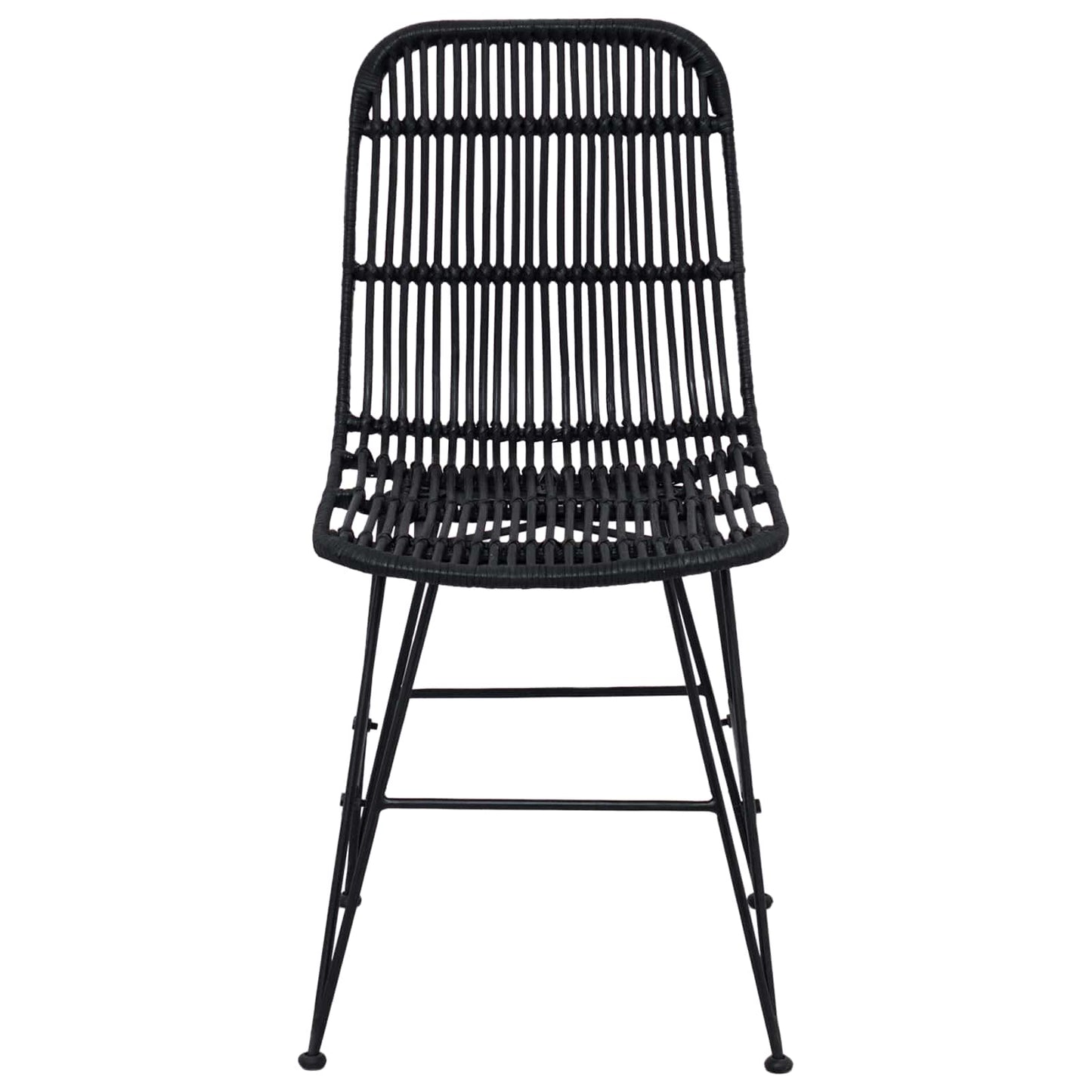 Spisestol 2 pcs Sort 41 x 55 x 85 cm Rattan og Stål