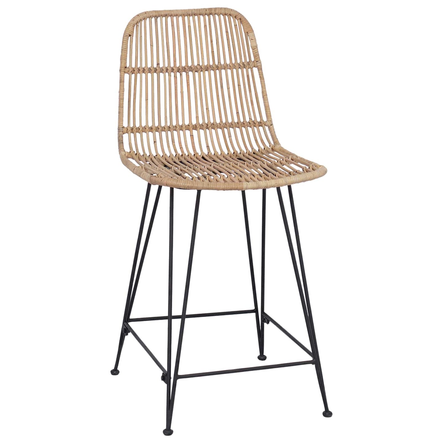 Barbænk 2 pcs Naturfarvet 44 x 54 x 96 cm Rattan og Stål