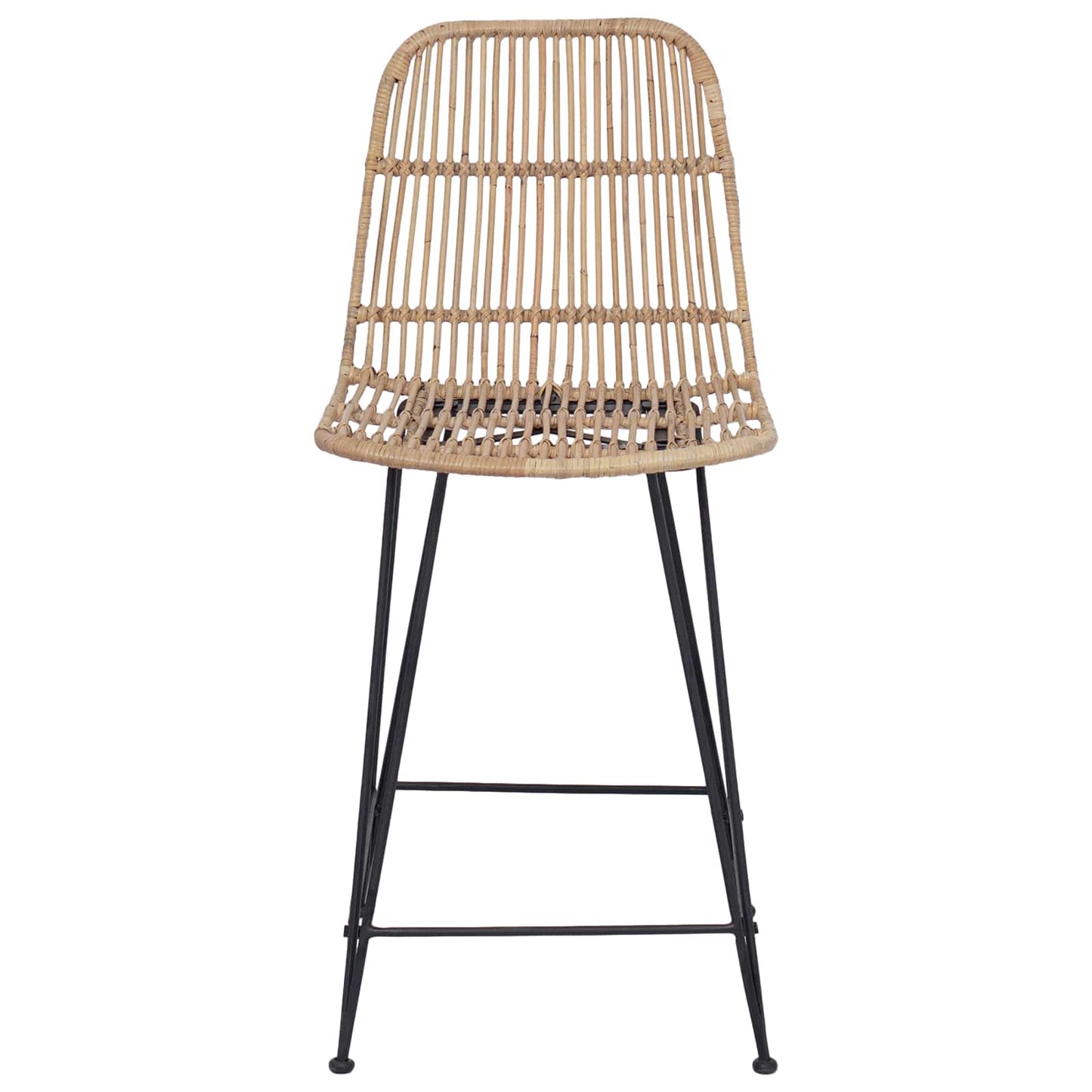 Barbænk 2 pcs Naturfarvet 44 x 54 x 96 cm Rattan og Stål