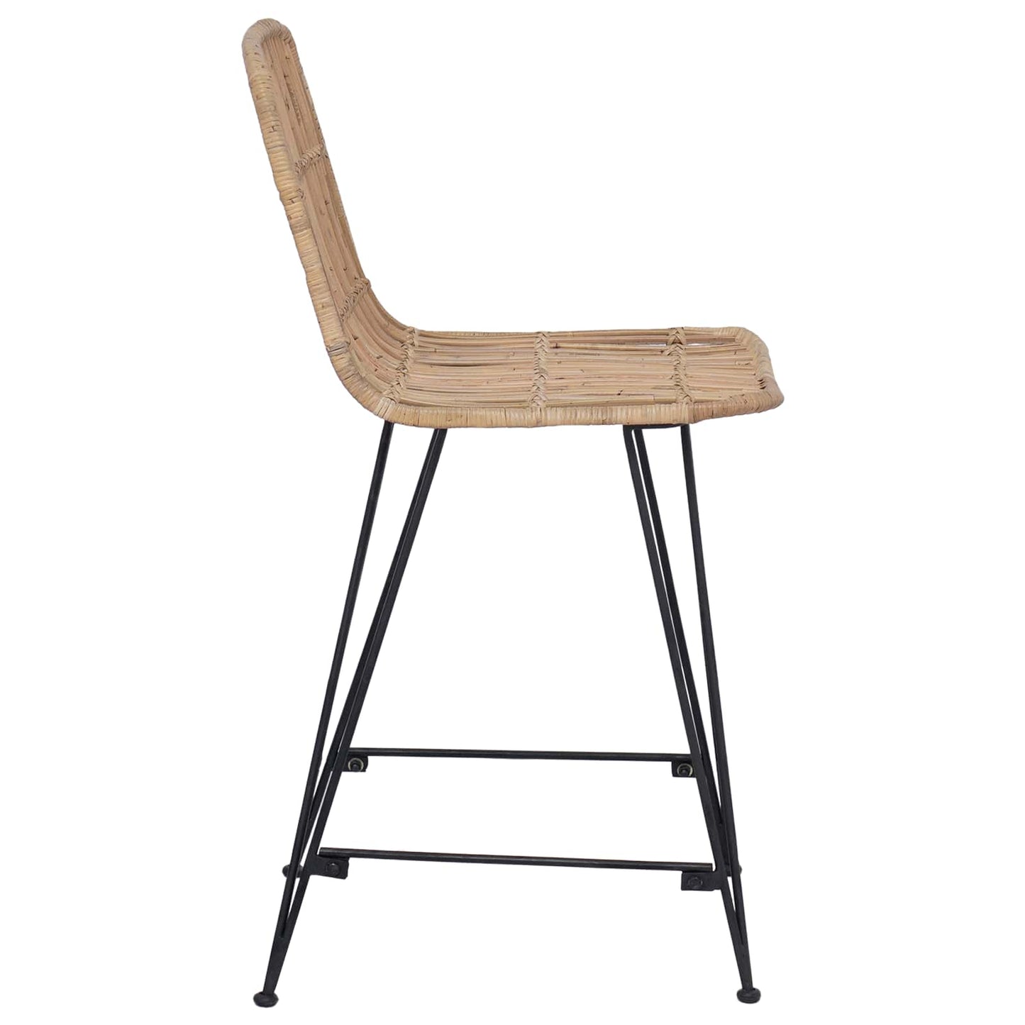 Barbænk 2 pcs Naturfarvet 44 x 54 x 96 cm Rattan og Stål
